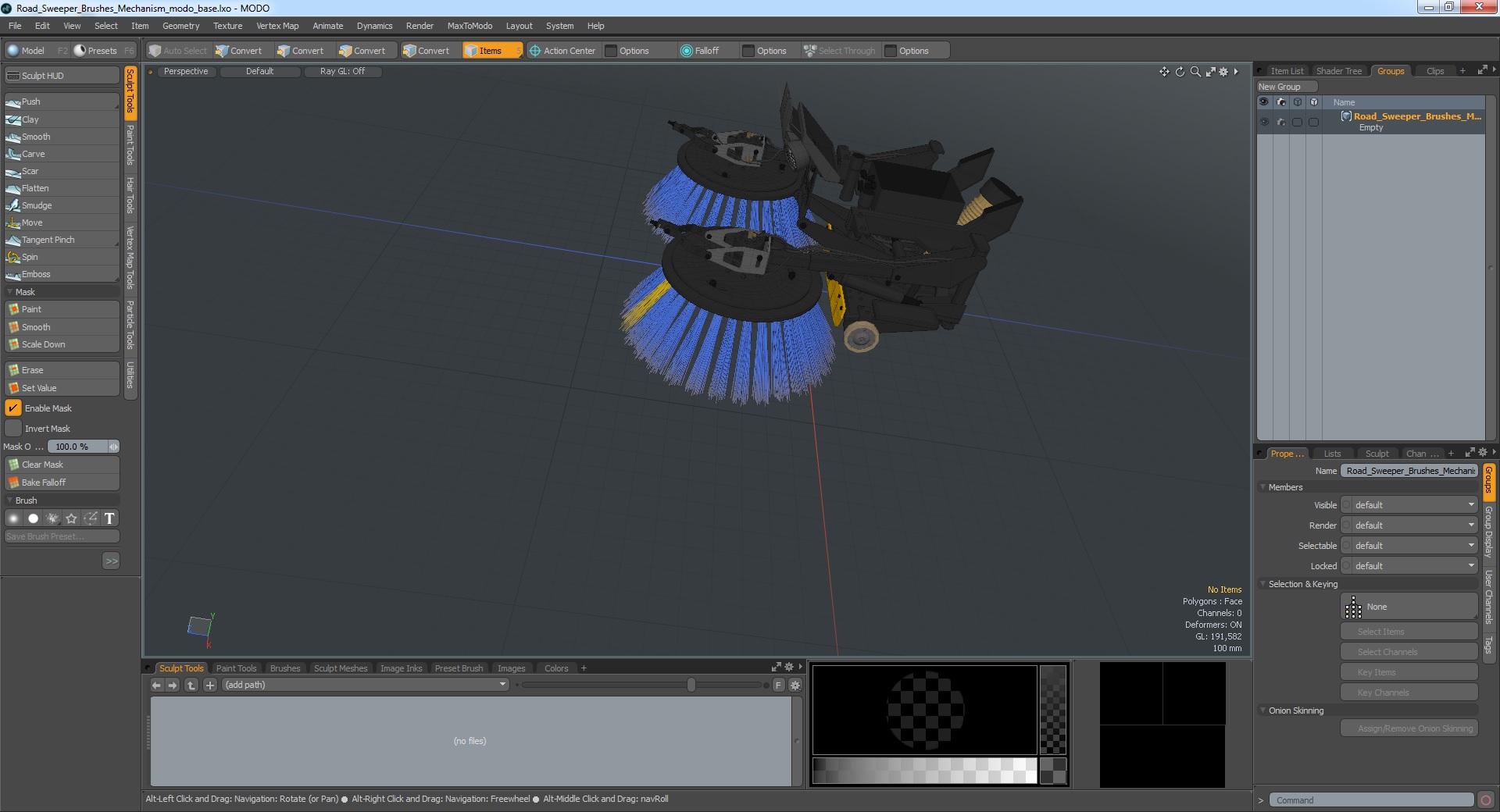 3D model Road Sweeper Brushes Mechanism