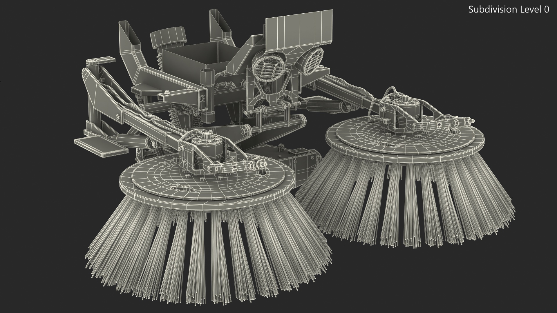 3D model Road Sweeper Brushes Mechanism