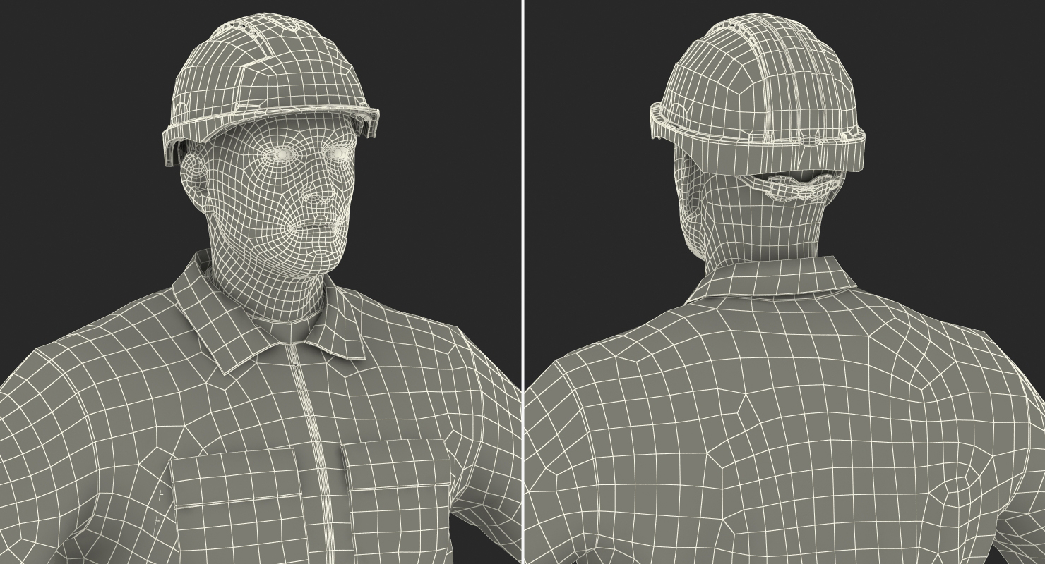 3D Builder Wearing Orange Coveralls Rigged for Maya model