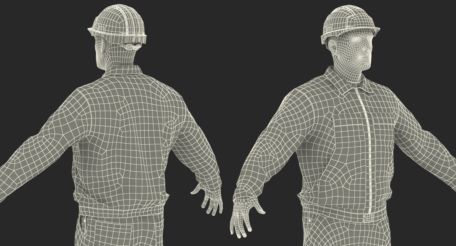3D Builder Wearing Orange Coveralls Rigged for Maya model