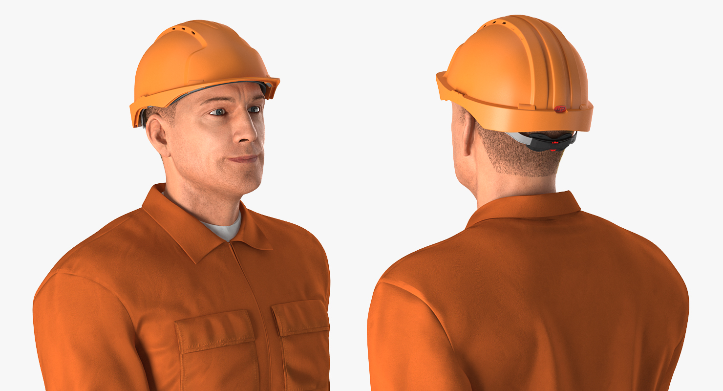 3D Builder Wearing Orange Coveralls Rigged for Maya model
