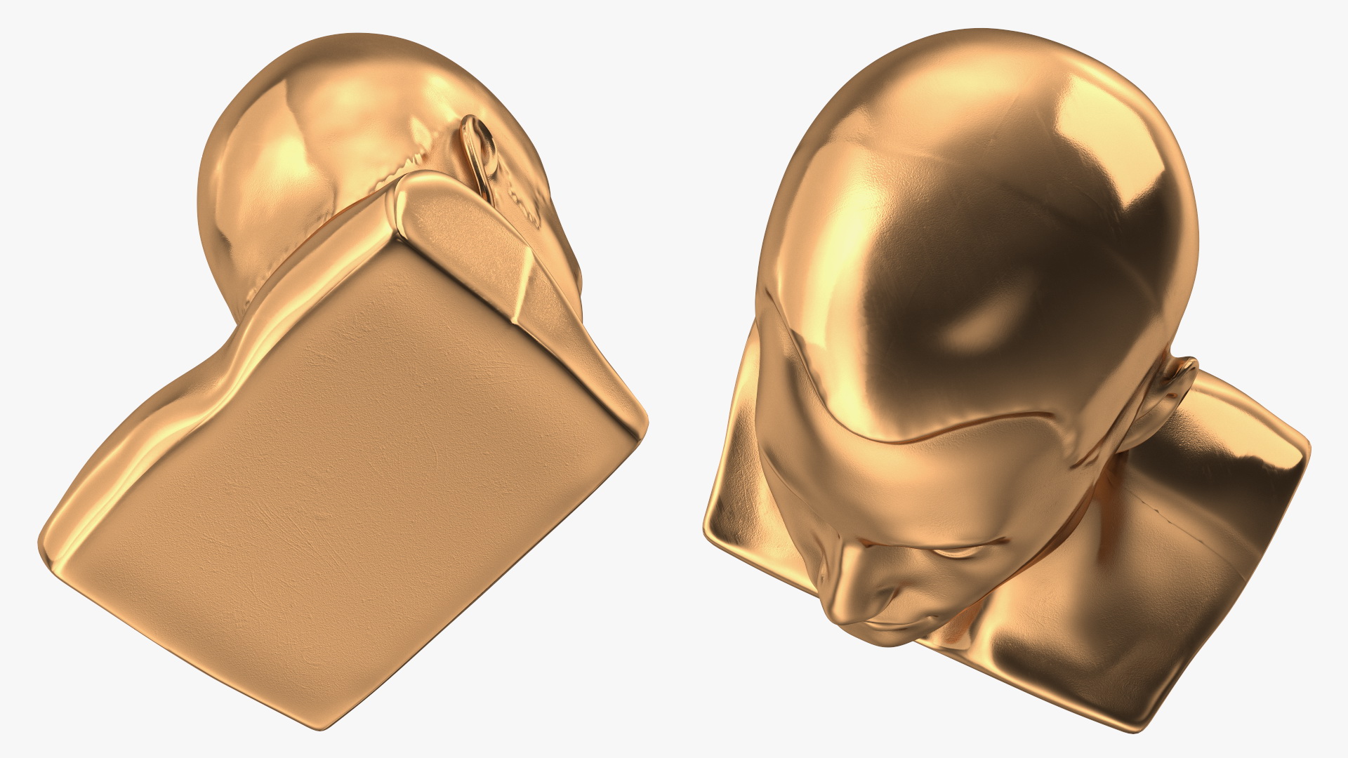 3D Golden Male Mannequin Head with Hair