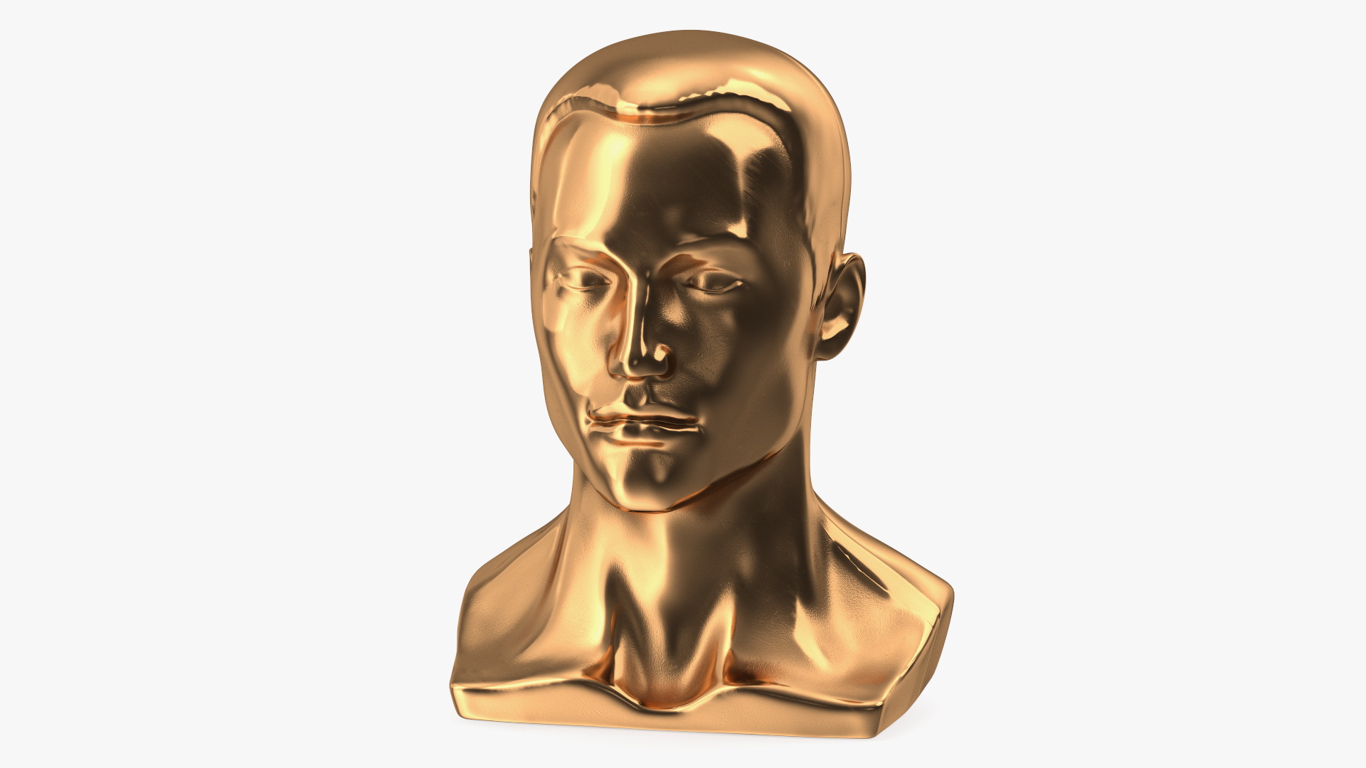 3D Golden Male Mannequin Head with Hair