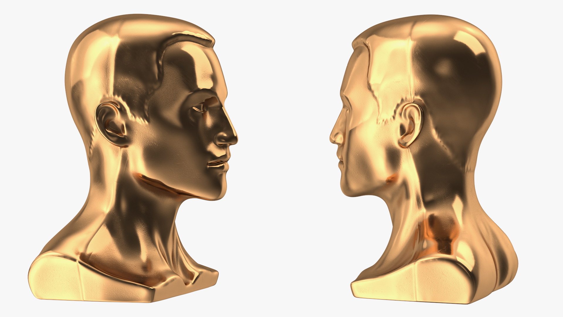 3D Golden Male Mannequin Head with Hair
