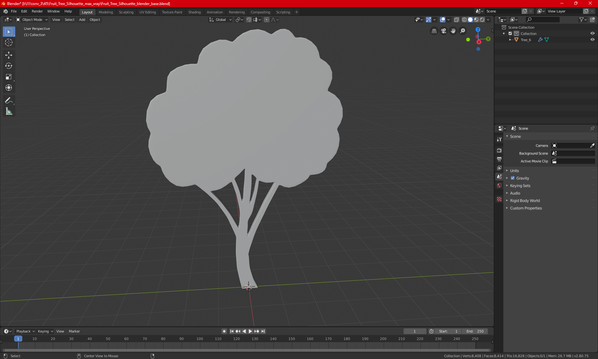3D Fruit Tree Silhouette