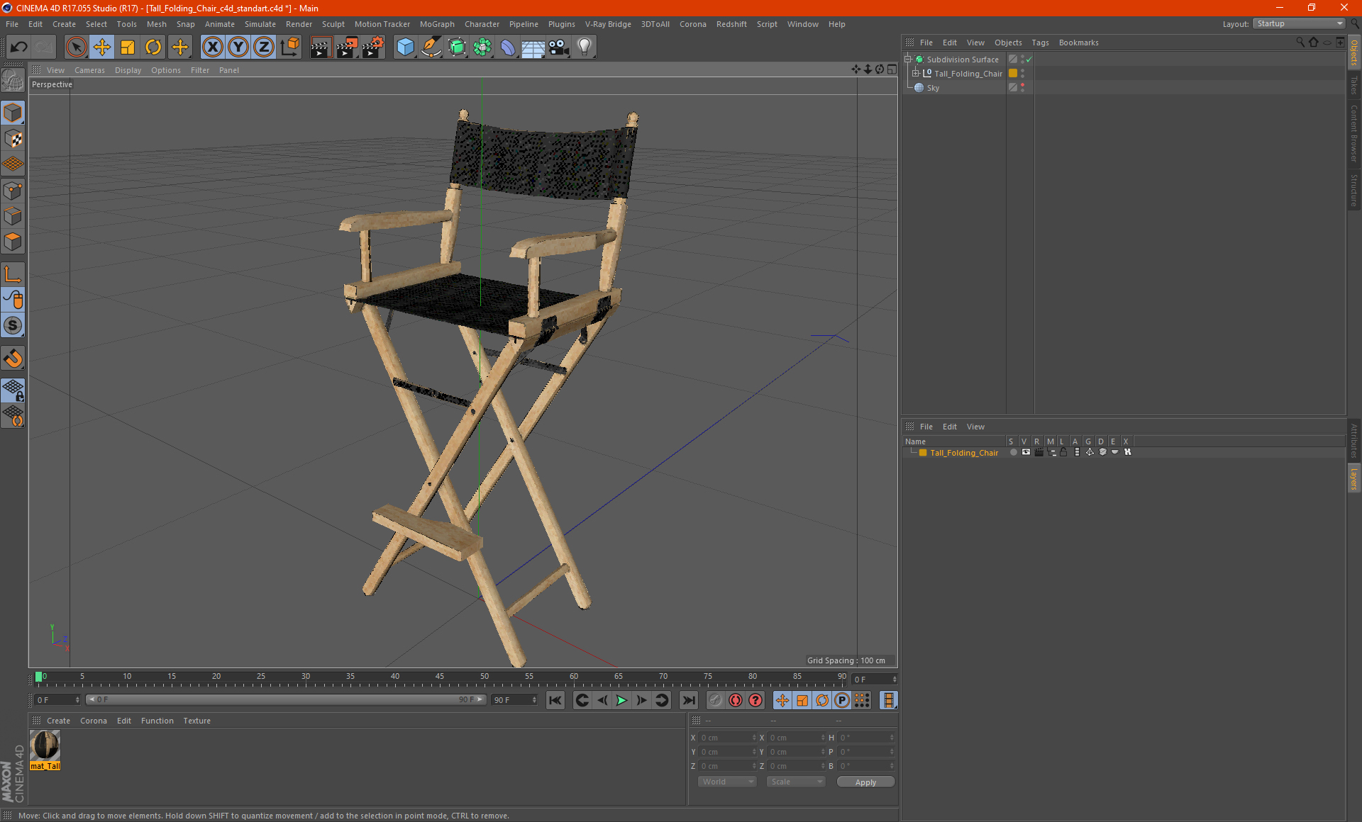 3D Tall Folding Chair model