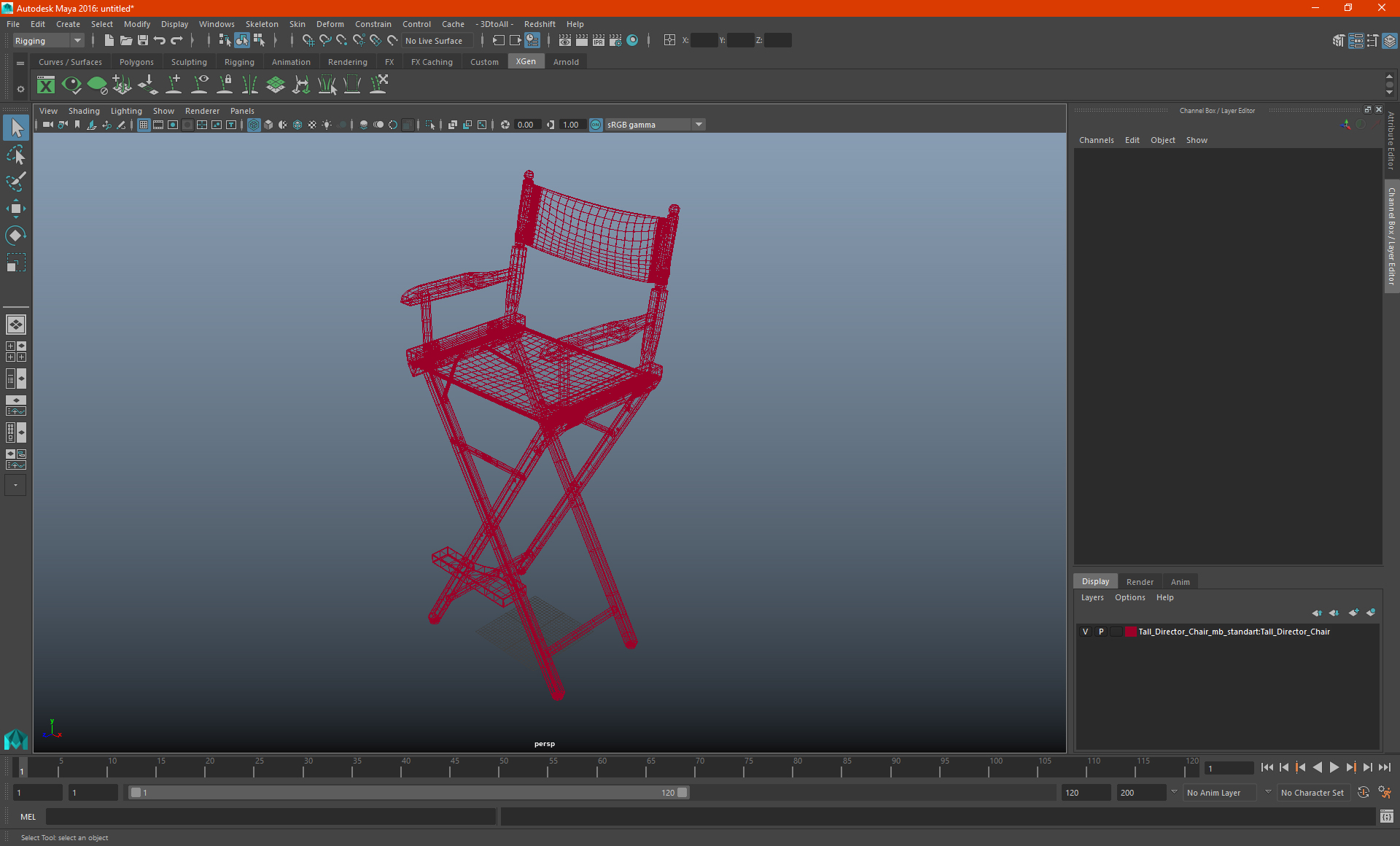 3D Tall Folding Chair model