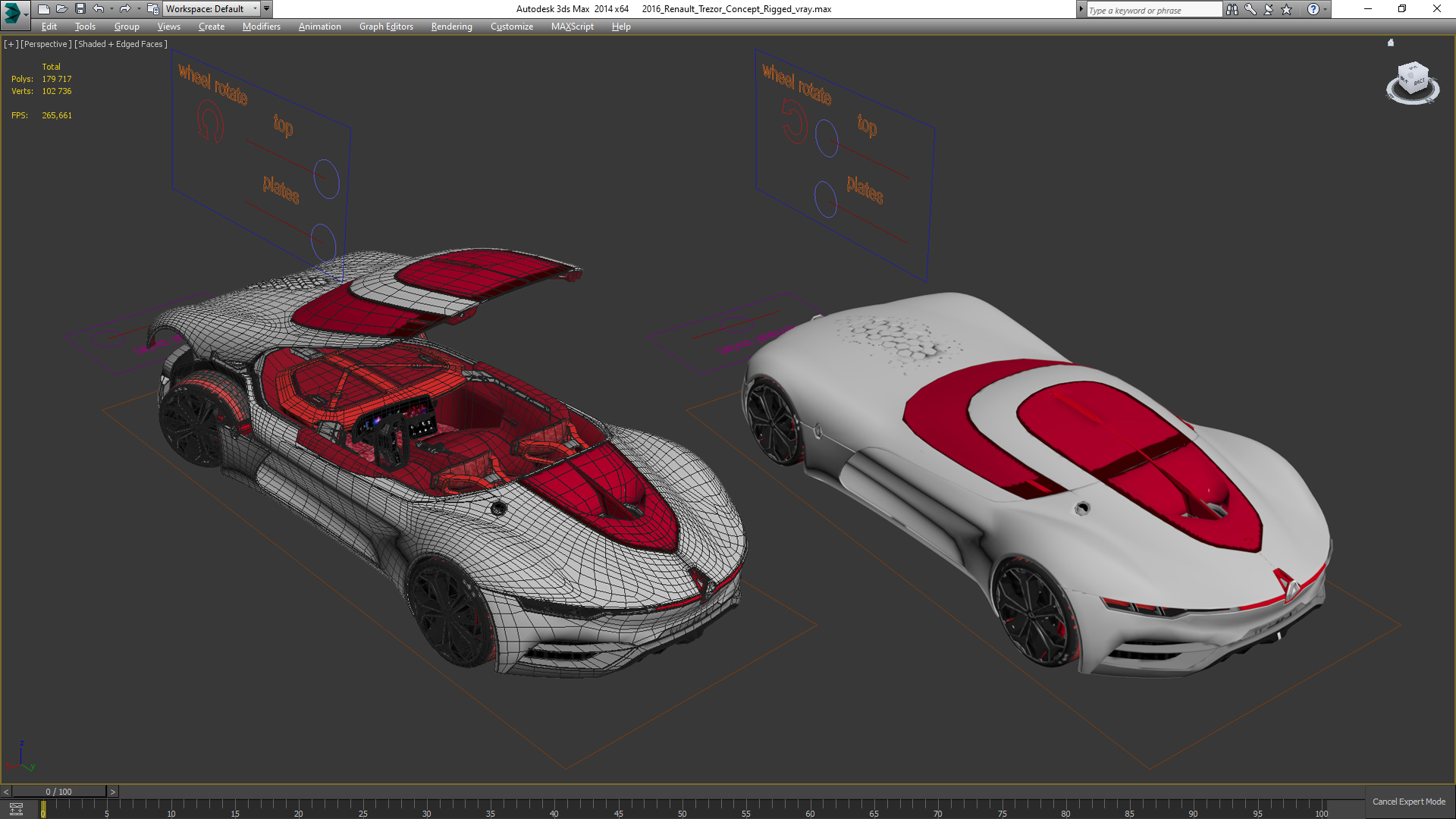 3D 2016 Renault Trezor Concept Rigged for Maya model