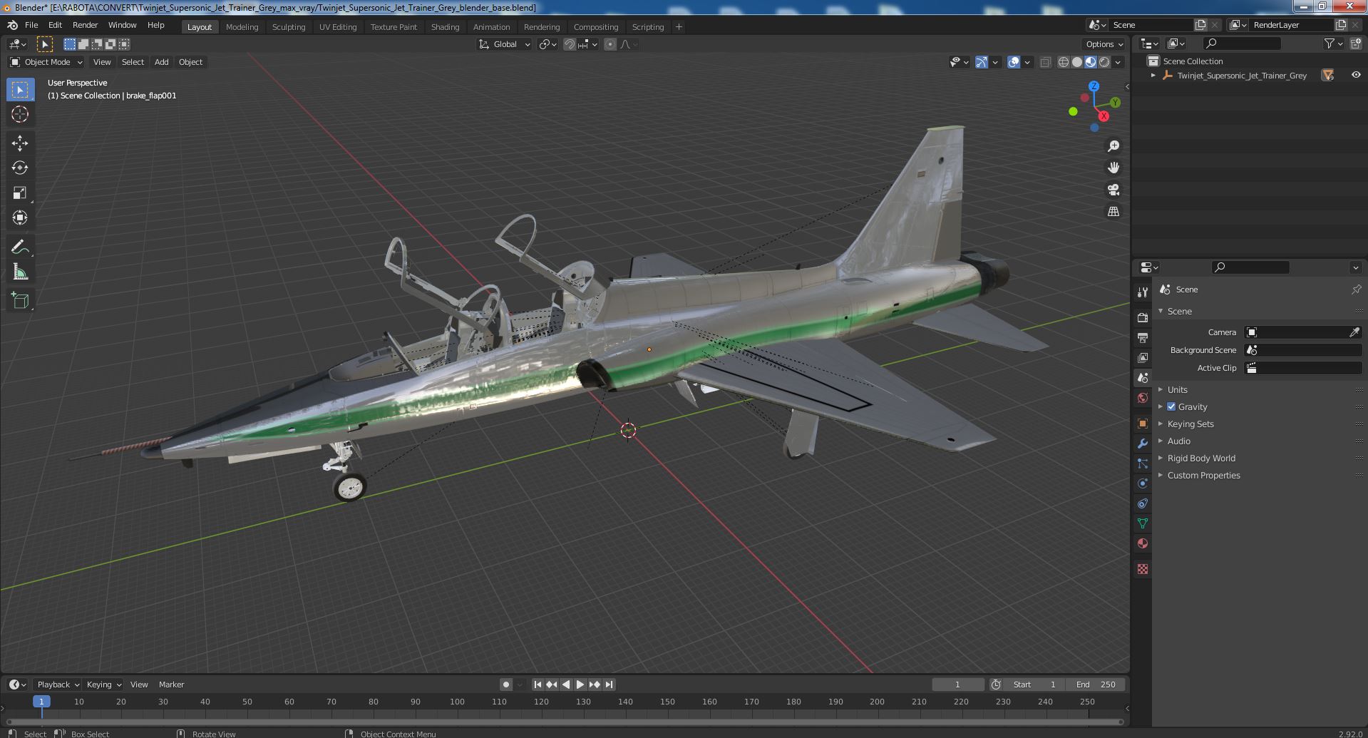 3D model Twinjet Supersonic Jet Trainer Grey