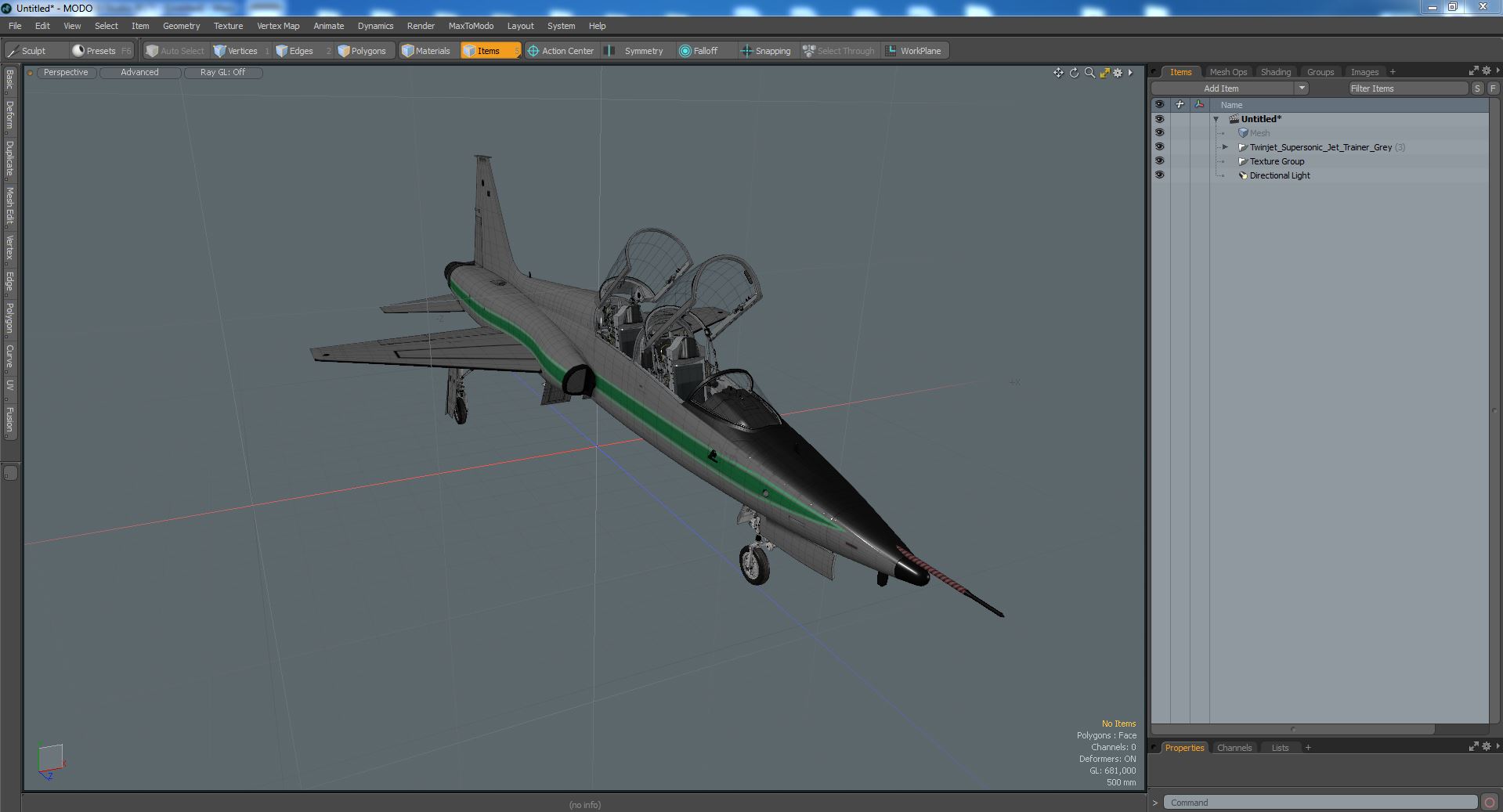 3D model Twinjet Supersonic Jet Trainer Grey