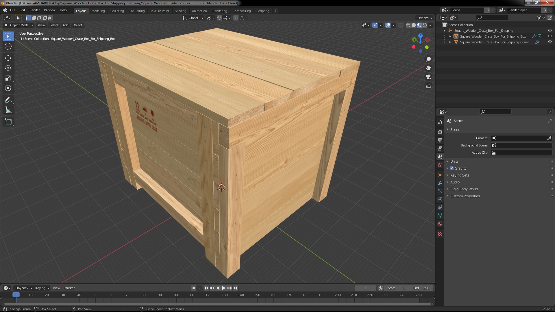 3D Square Wooden Crate Box For Shipping