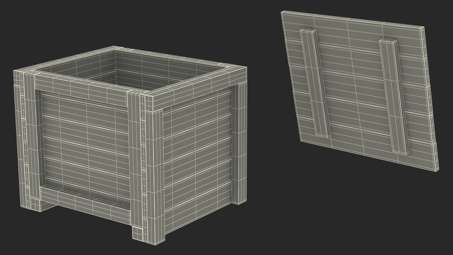 3D Square Wooden Crate Box For Shipping