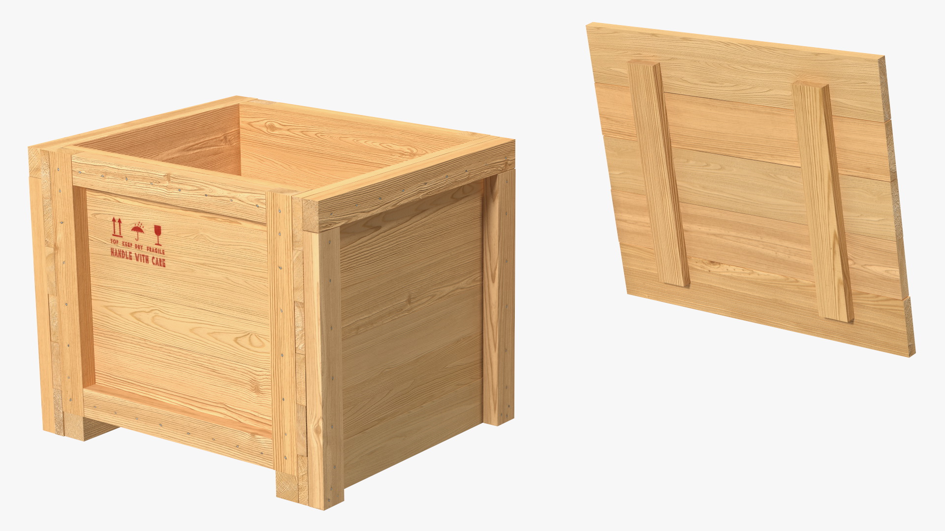 3D Square Wooden Crate Box For Shipping
