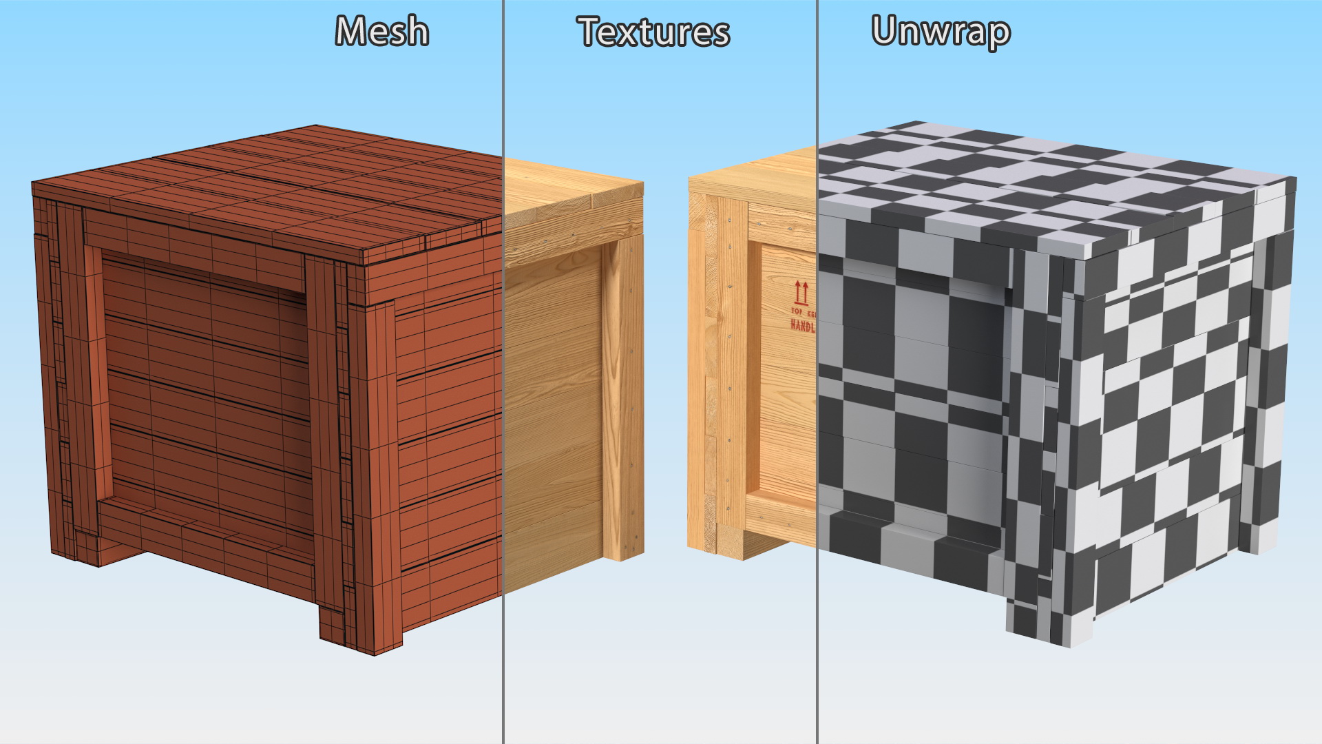 3D Square Wooden Crate Box For Shipping