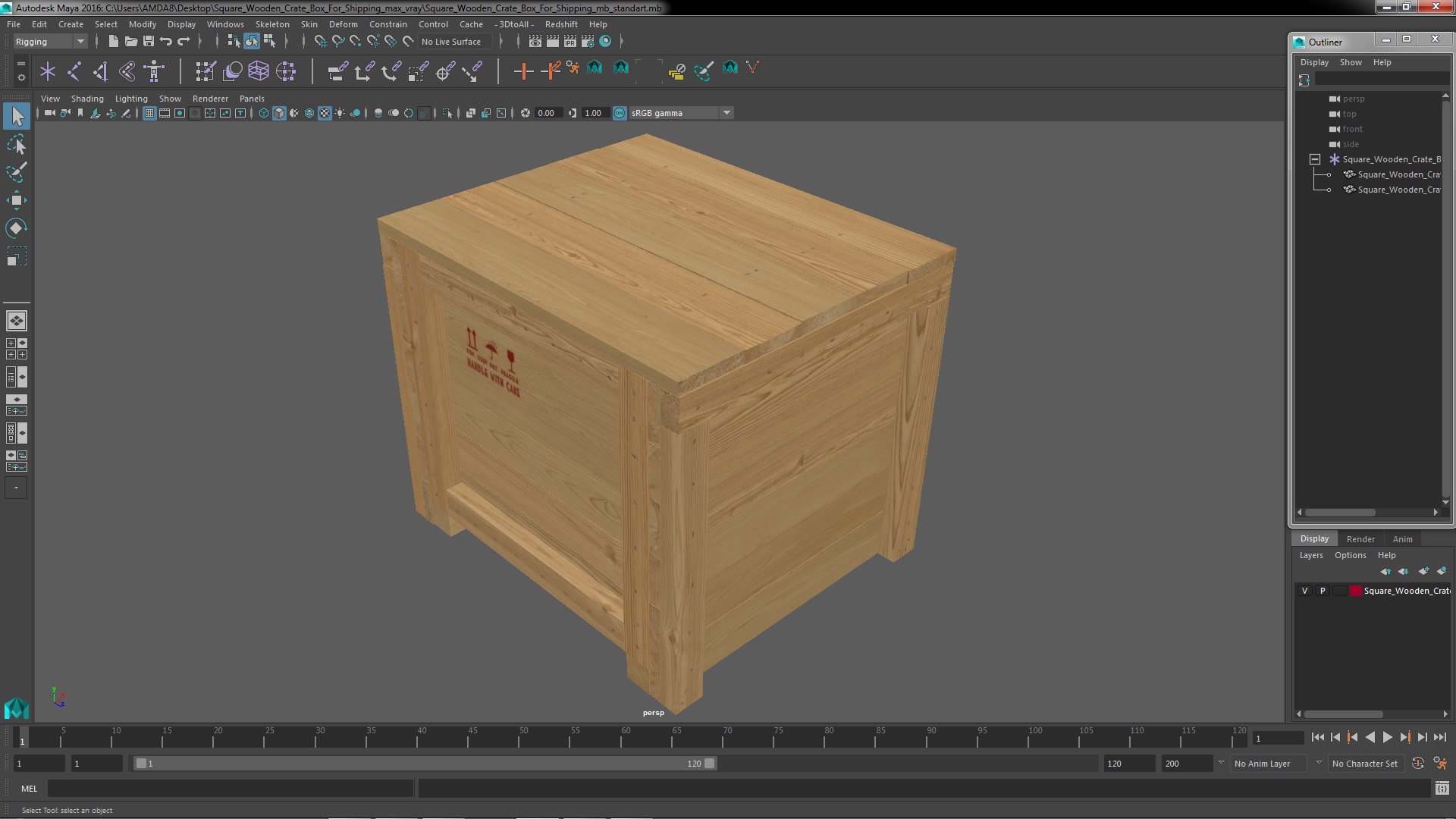 3D Square Wooden Crate Box For Shipping