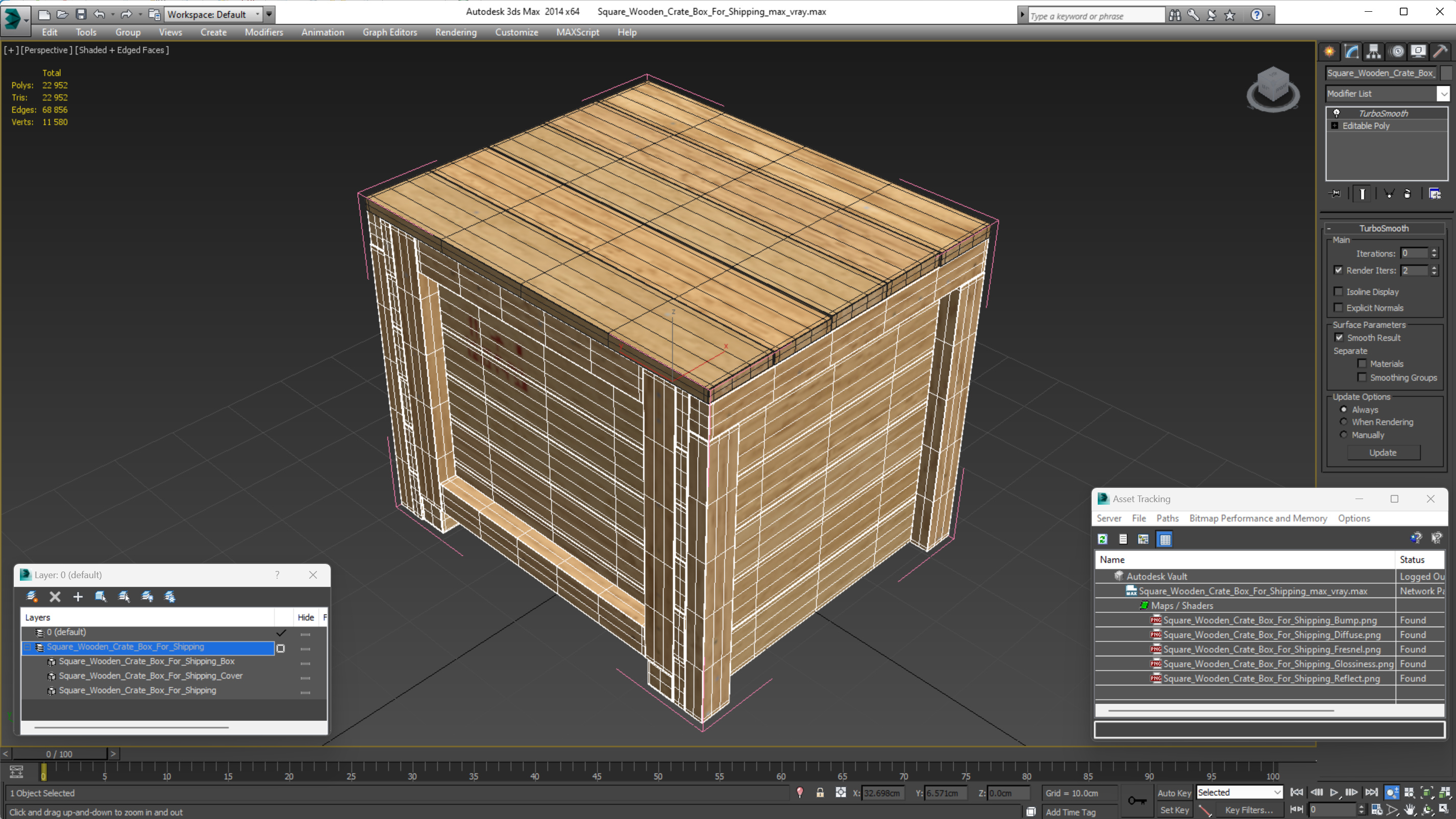 3D Square Wooden Crate Box For Shipping