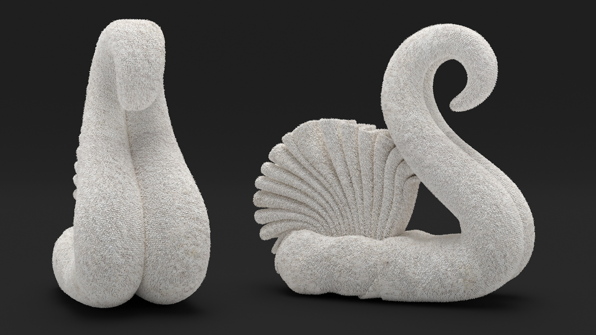 Designer Towel Swan White Fur 3D model