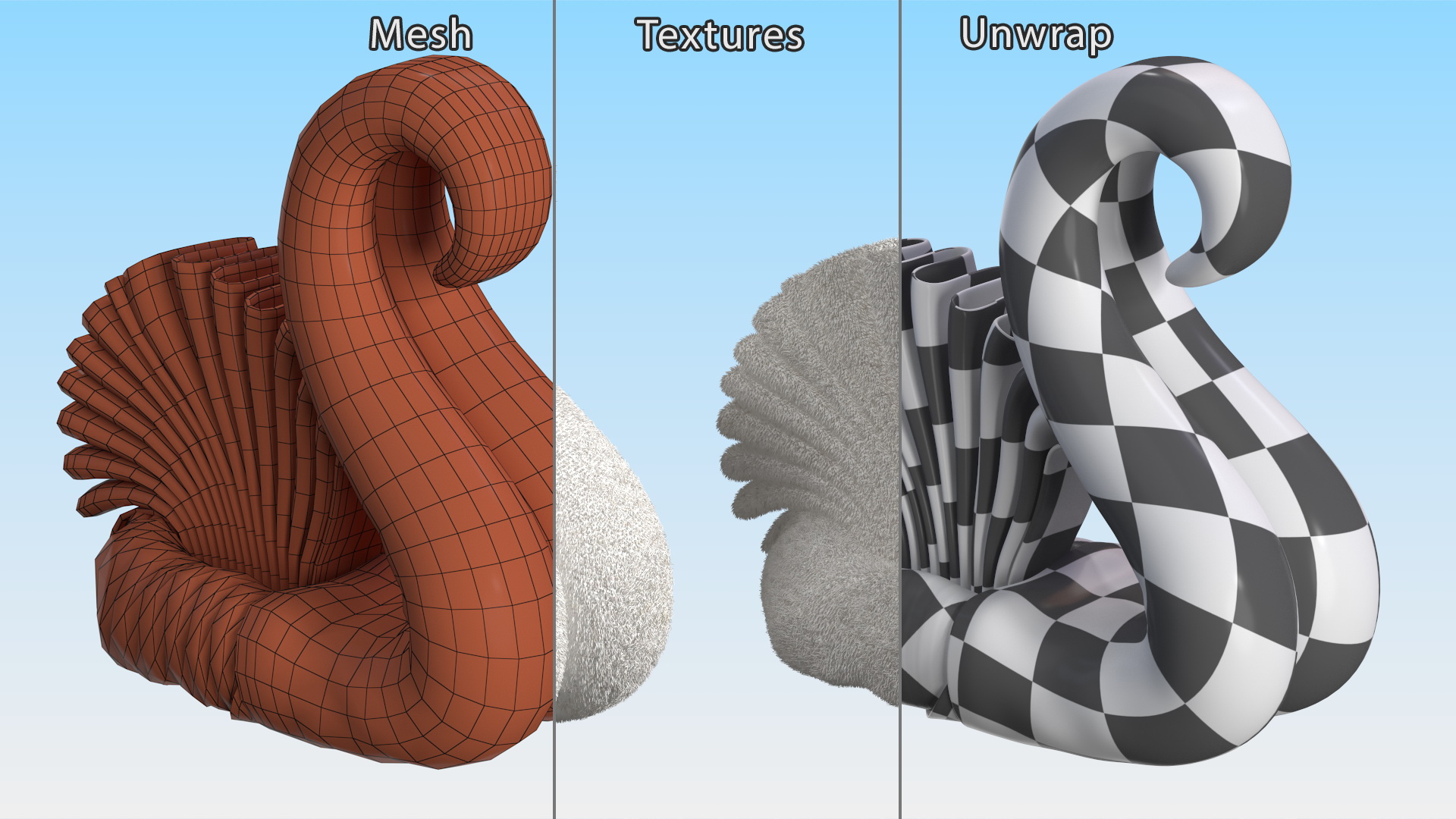 Designer Towel Swan White Fur 3D model
