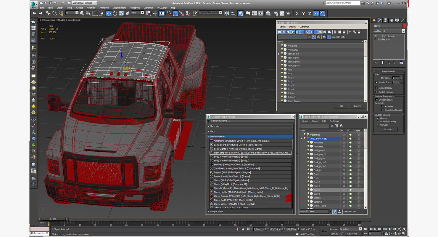 3D model Generic Pickup Simple Interior