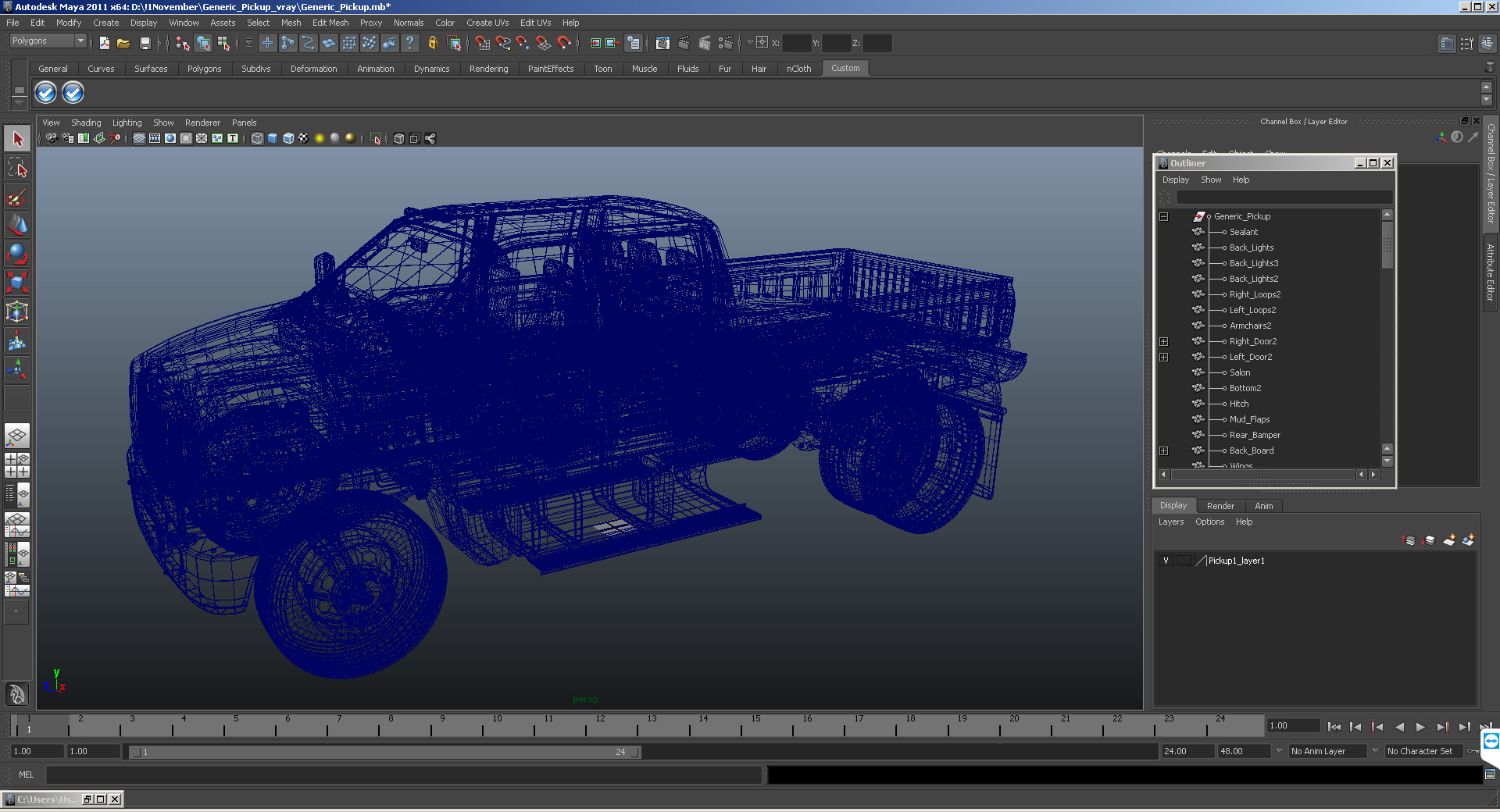 3D model Generic Pickup Simple Interior