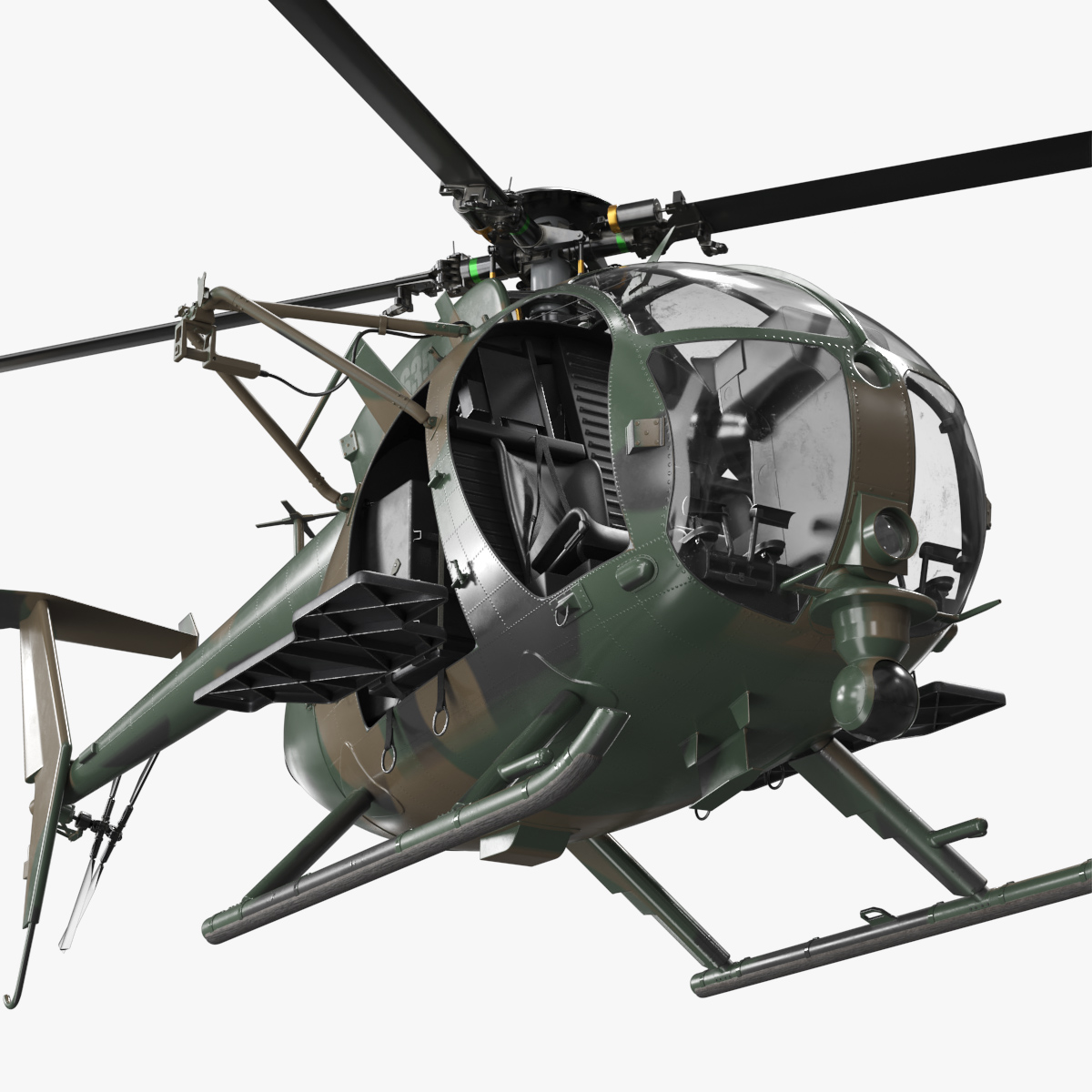 Light Recon Helicopter with External Platform Rigged 3D model preview