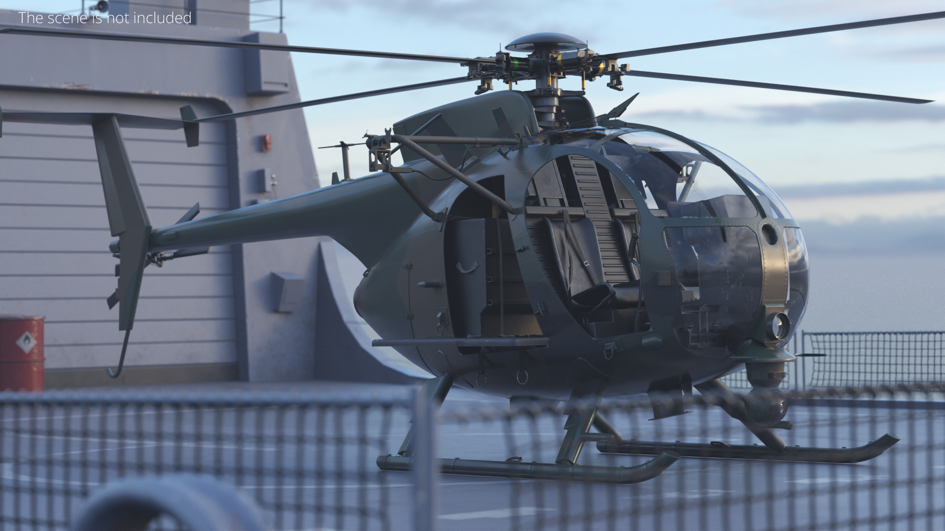 Light Recon Helicopter with External Platform Rigged - view 4