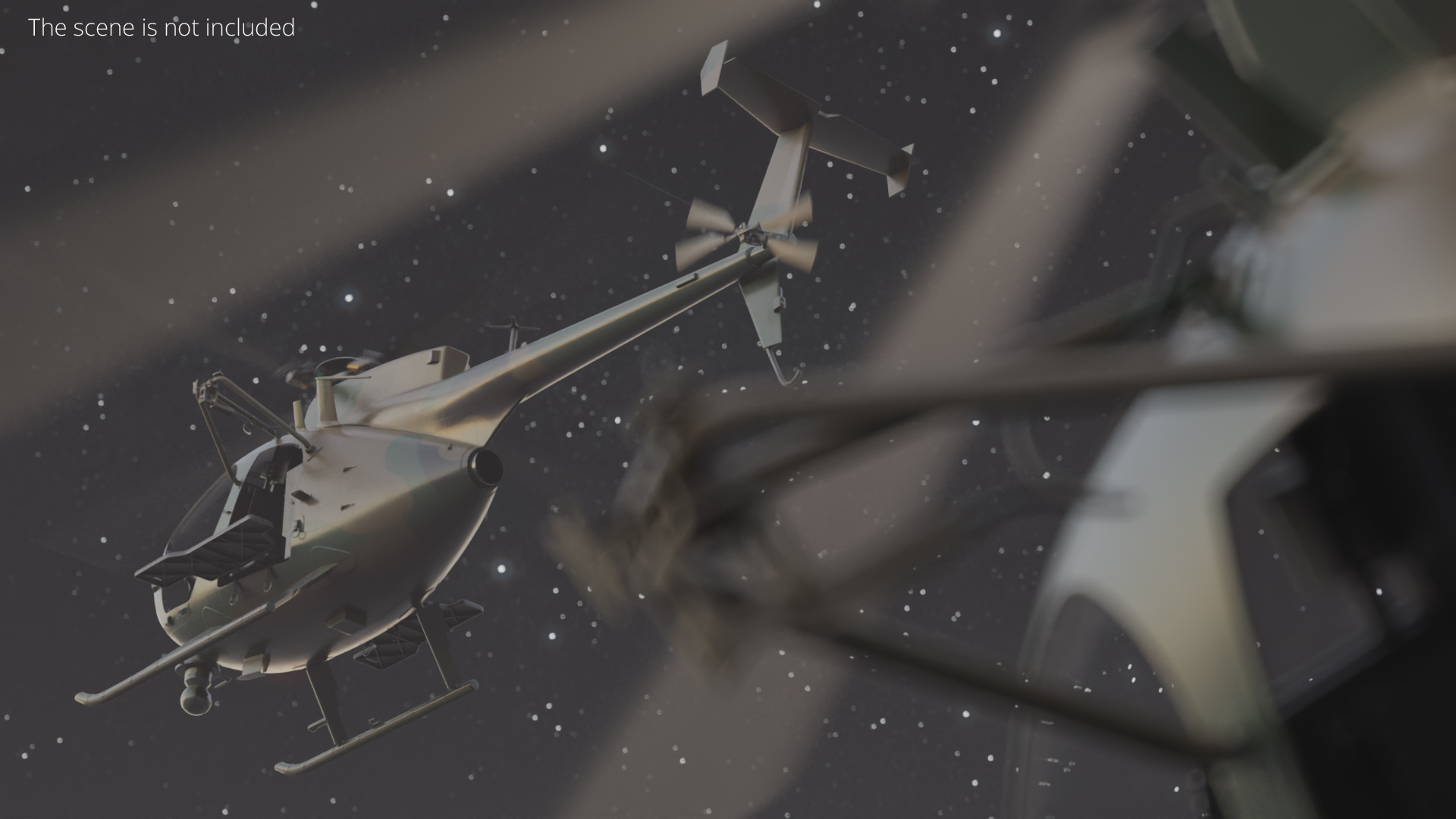 Light Recon Helicopter with External Platform Rigged - view 3