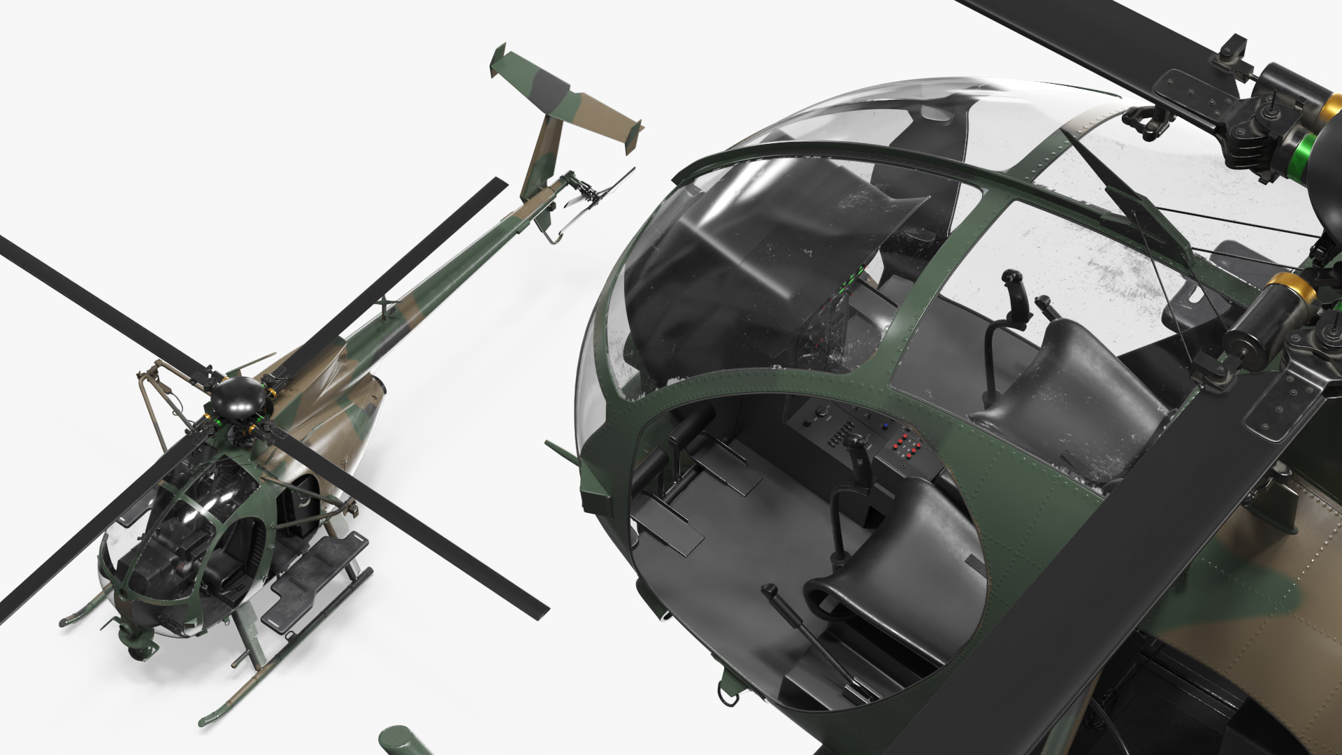 Light Recon Helicopter with External Platform Rigged - view 7