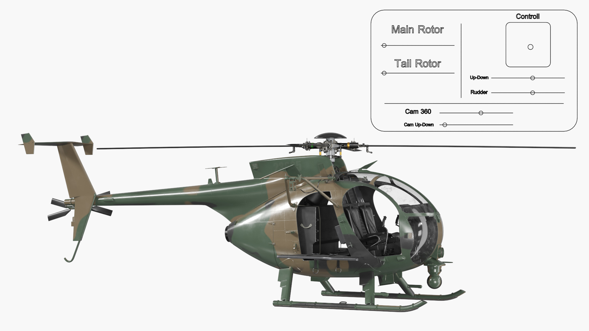 Light Recon Helicopter with External Platform Rigged - view 5