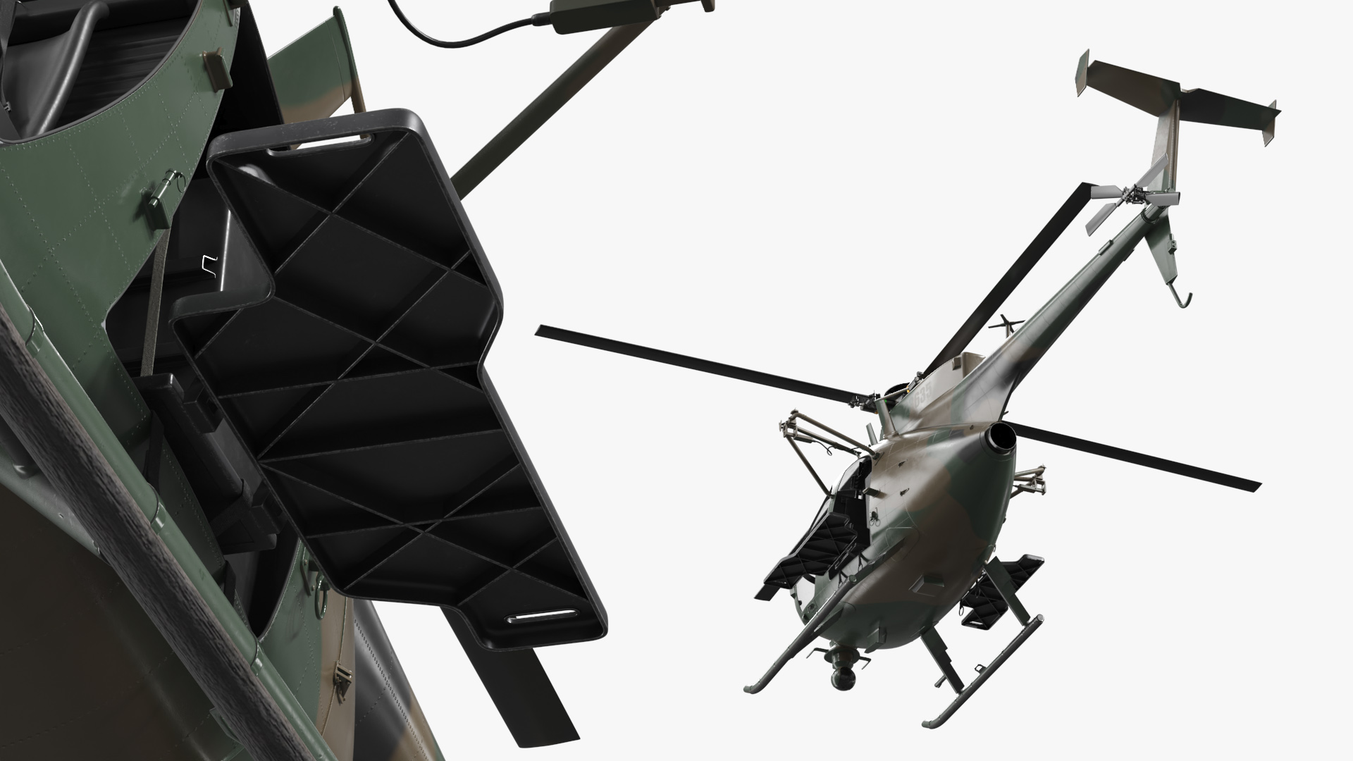 Light Recon Helicopter with External Platform Rigged - view 8