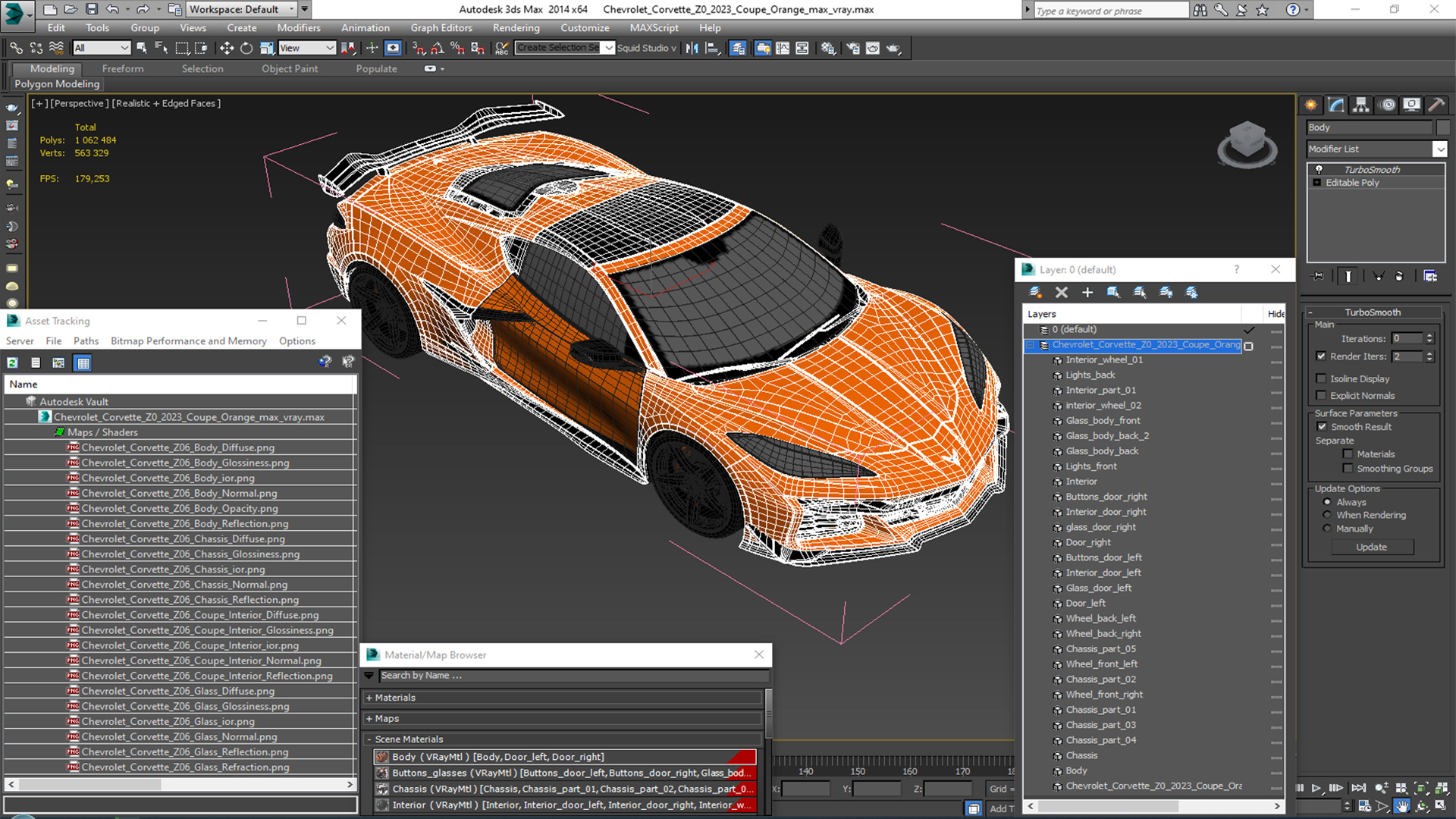 Chevrolet Corvette Z0 2023 Coupe Orange 3D model