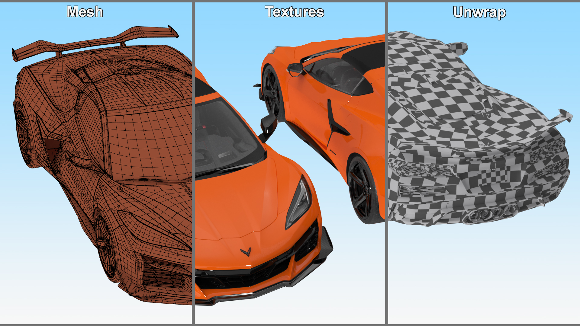 Chevrolet Corvette Z0 2023 Coupe Orange 3D model
