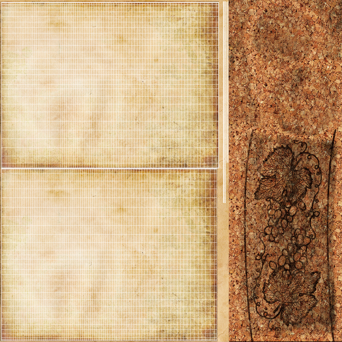 3D Old Rolled Paper with Quill Dark Feather Ink Set model