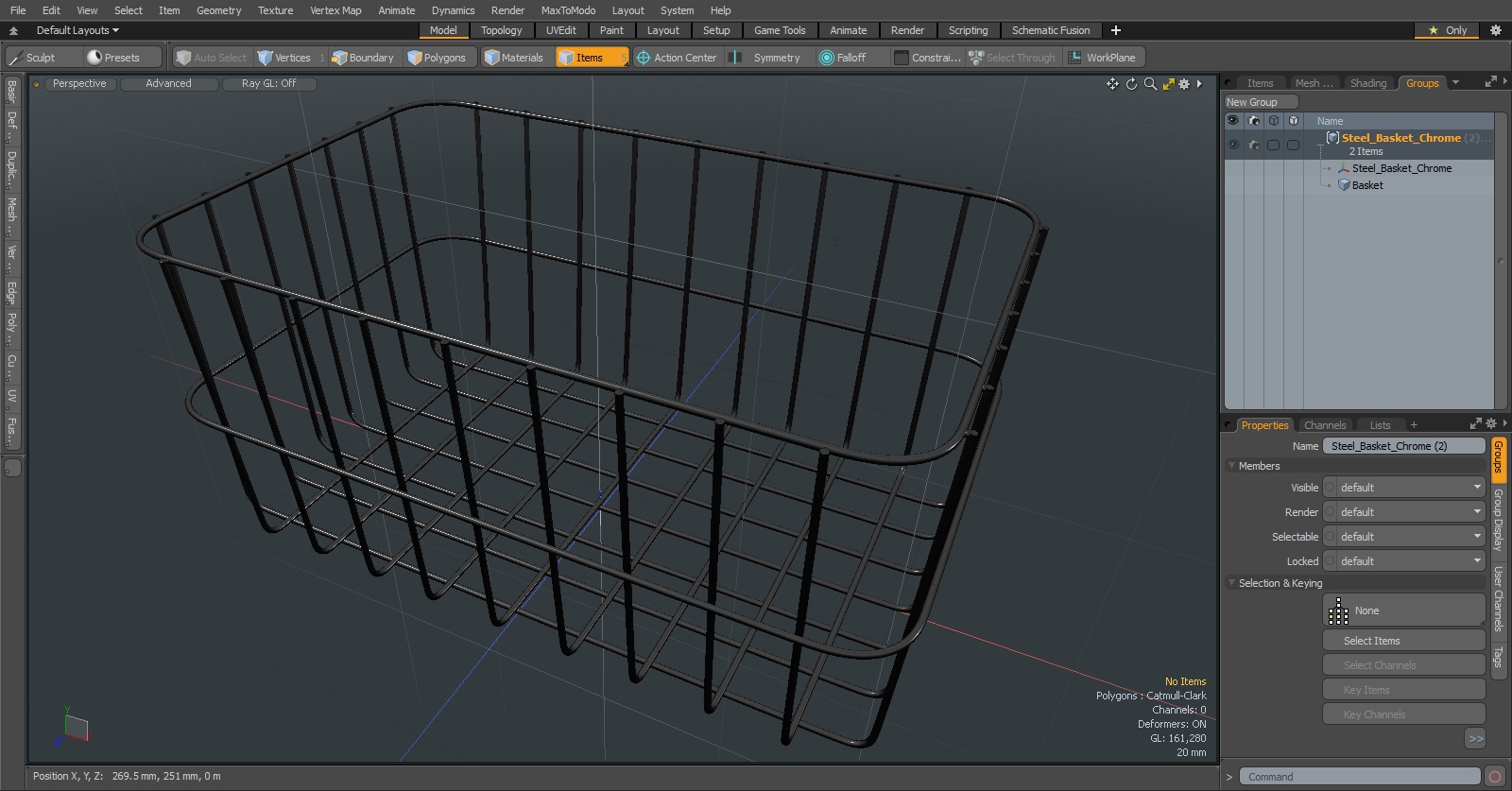 Steel Basket Chrome 3D model
