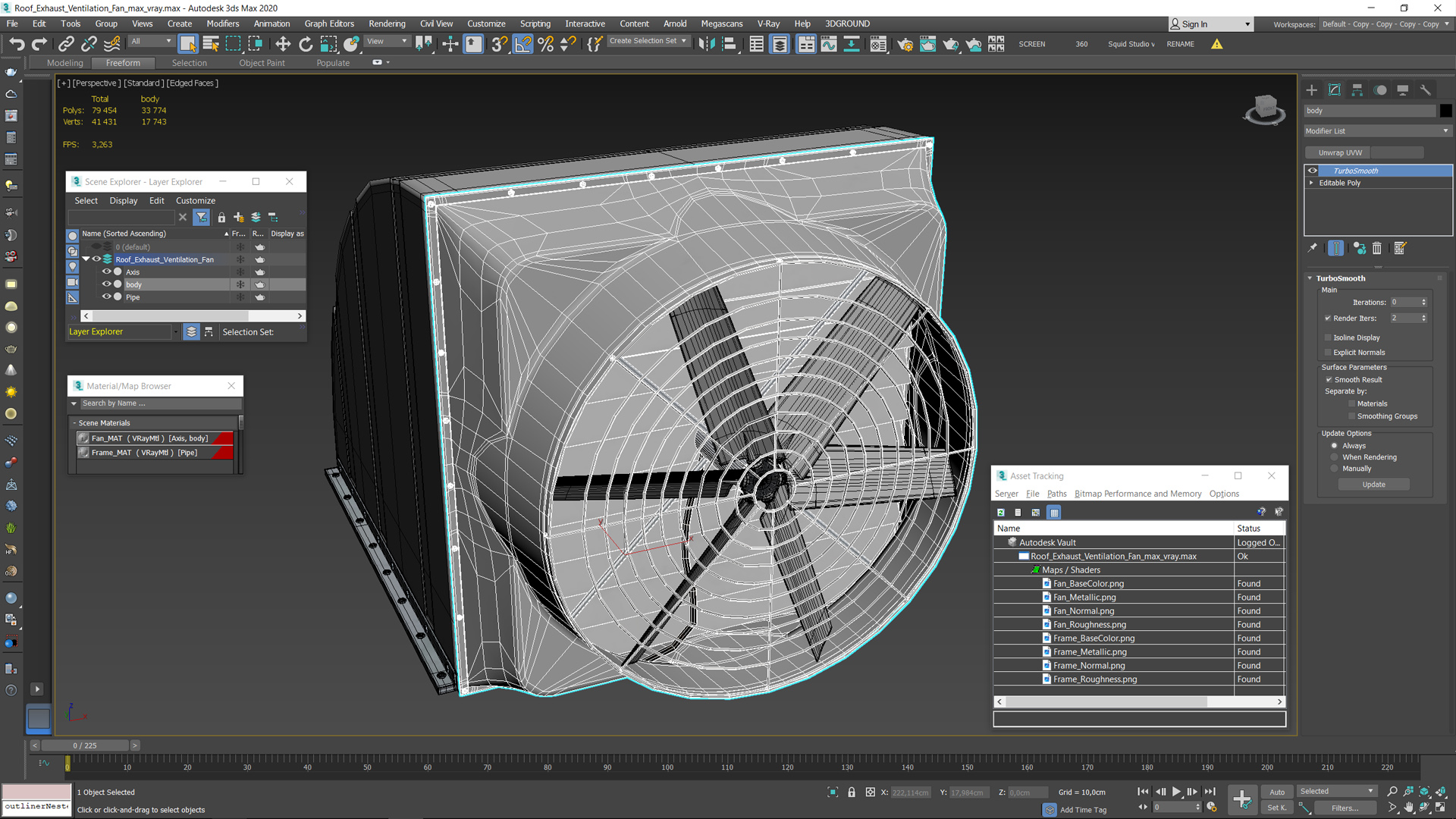3D Roof Exhaust Ventilation Fan model