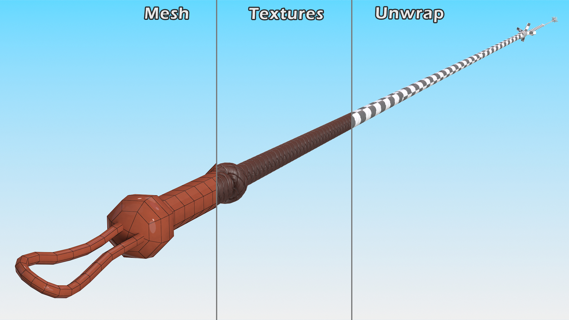 Cowboy Whip Brown Rigged 3D model
