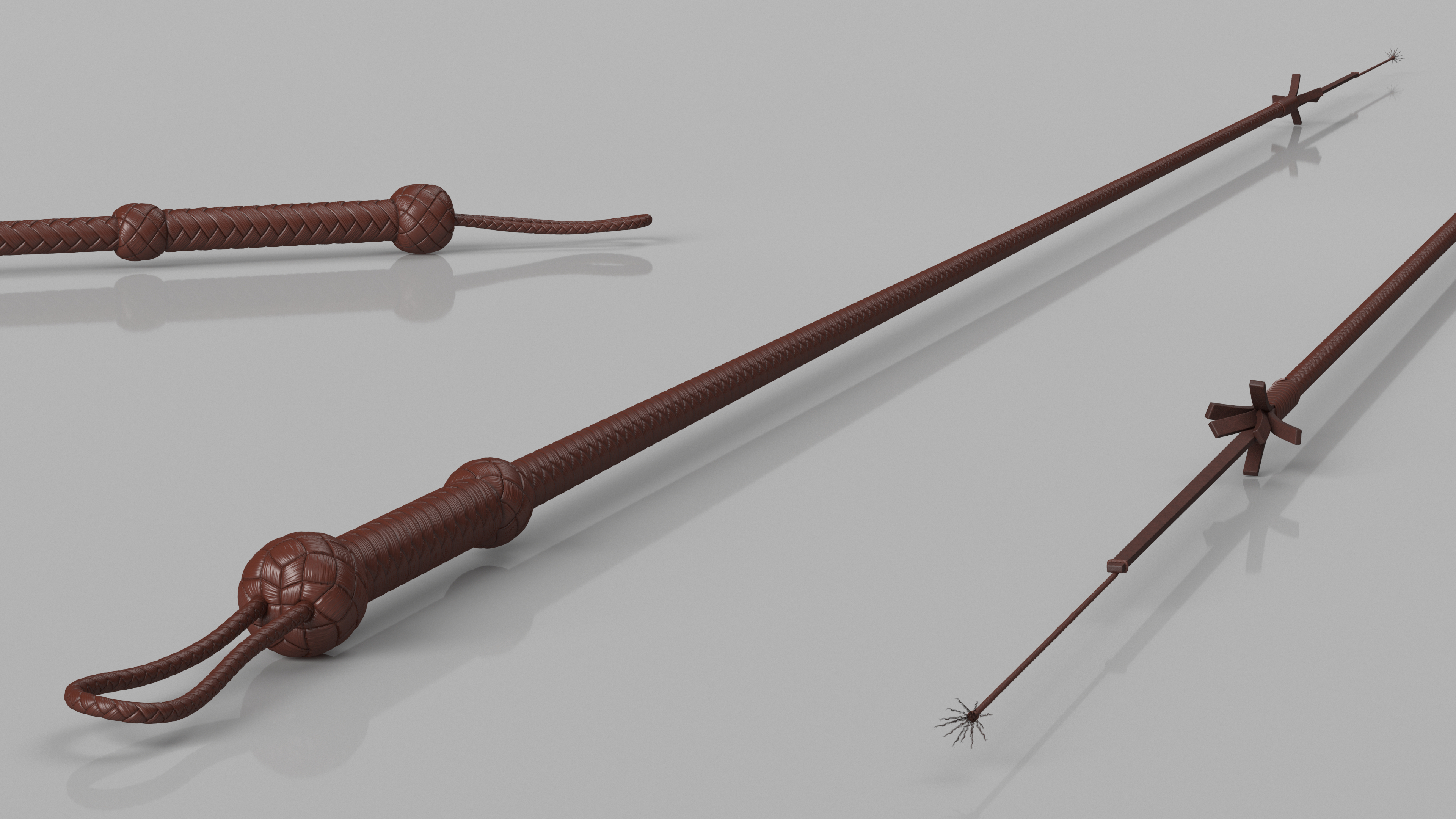 Cowboy Whip Brown Rigged 3D model