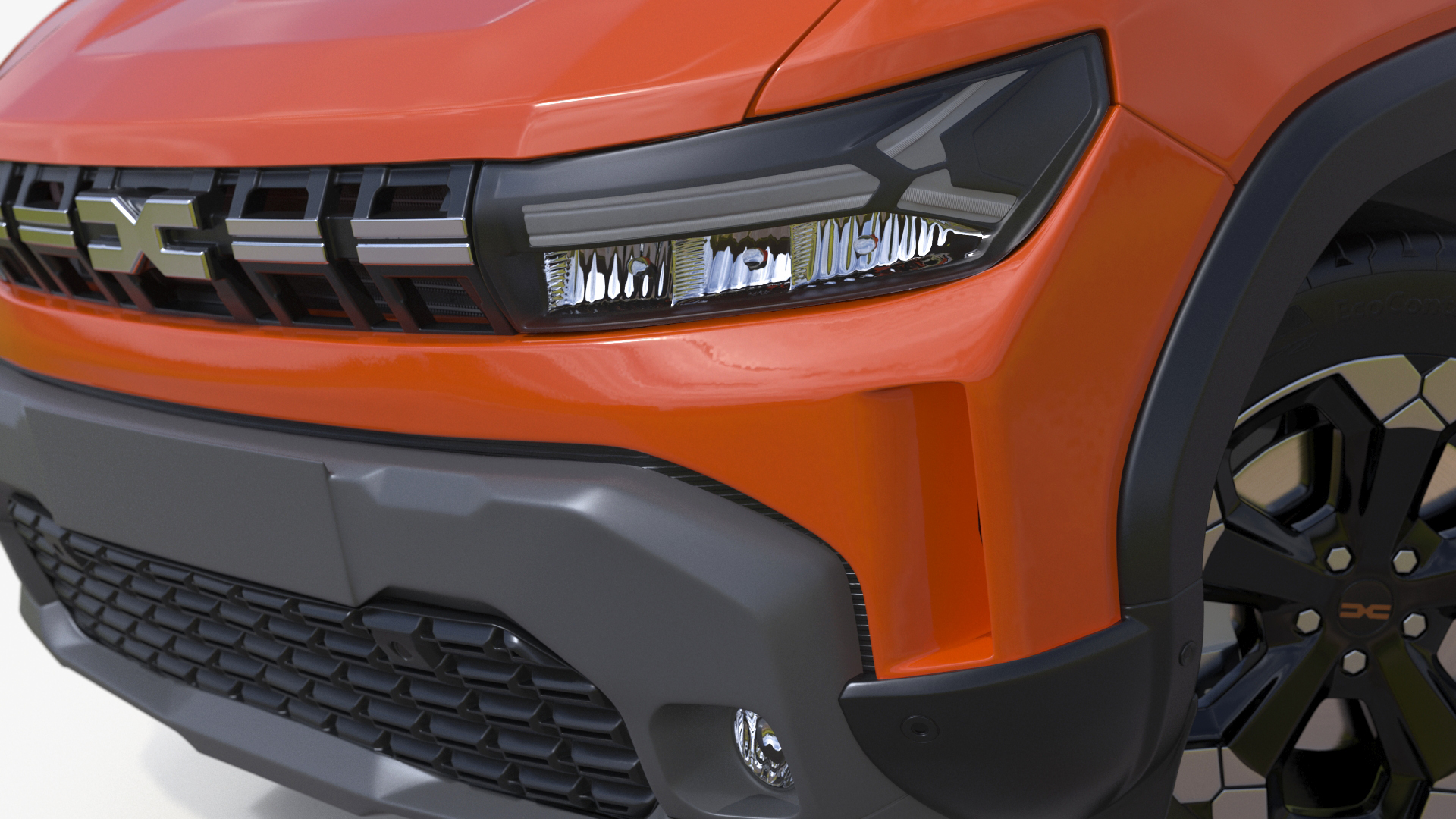3D Dacia Duster 2024 Crossover Orange Rigged