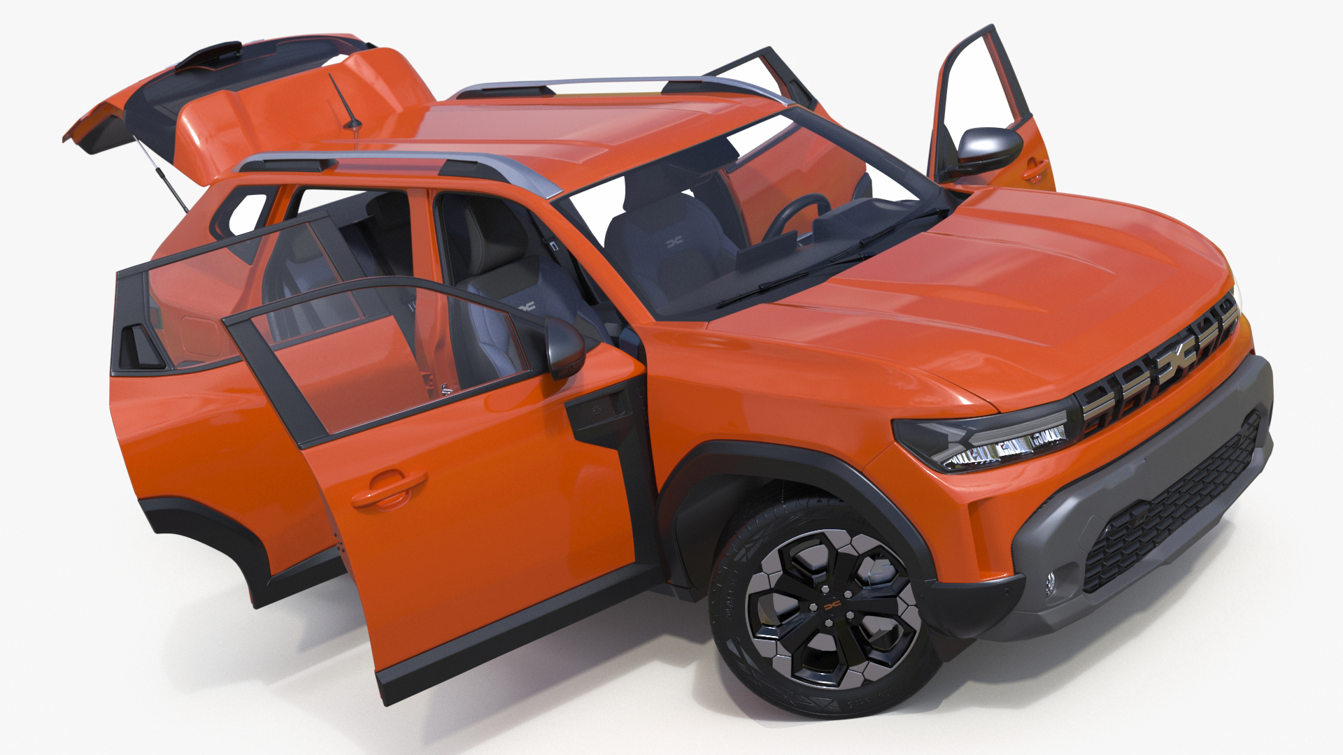 3D Dacia Duster 2024 Crossover Orange Rigged