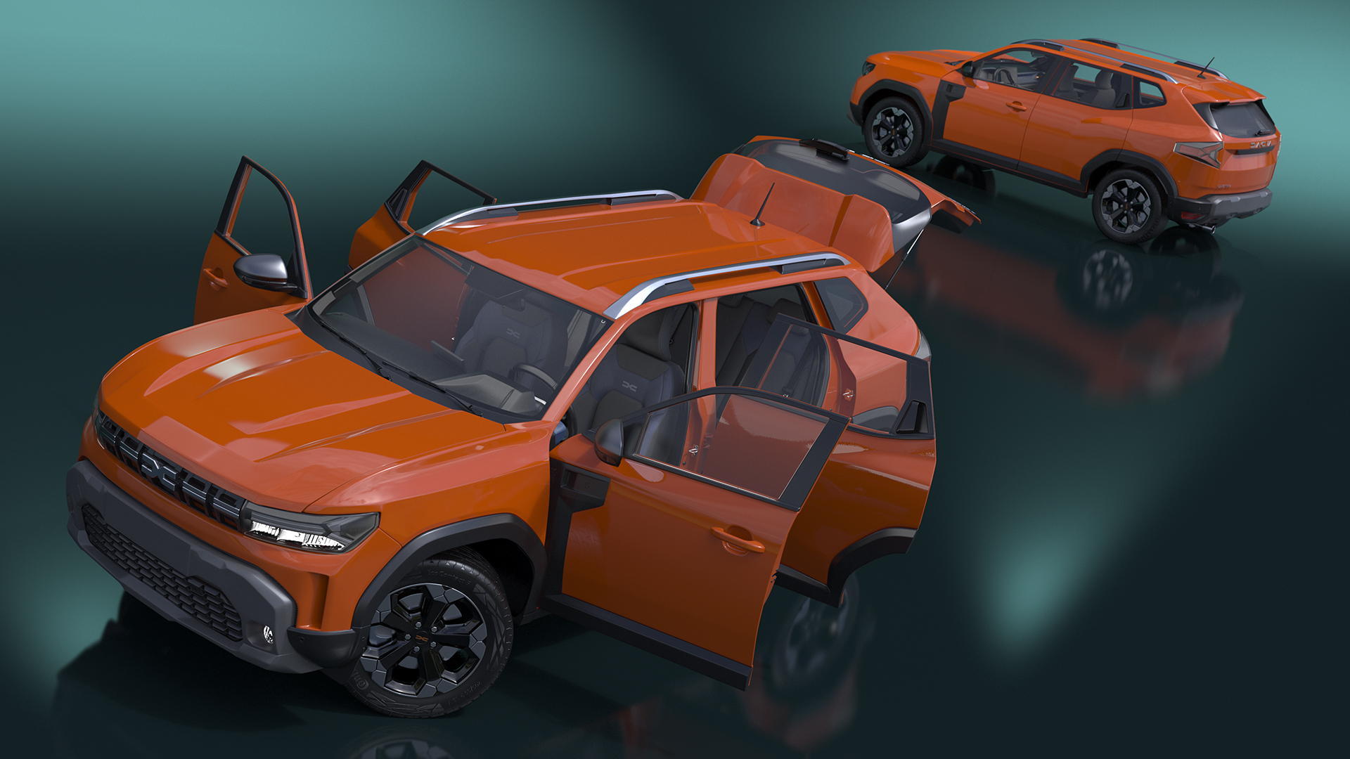 3D Dacia Duster 2024 Crossover Orange Rigged