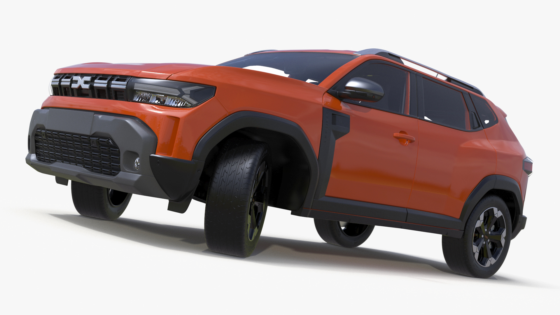 3D Dacia Duster 2024 Crossover Orange Rigged