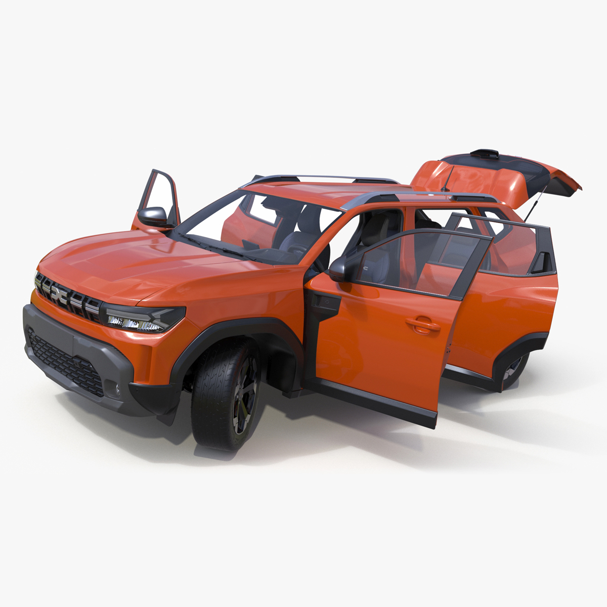 3D Dacia Duster 2024 Crossover Orange Rigged