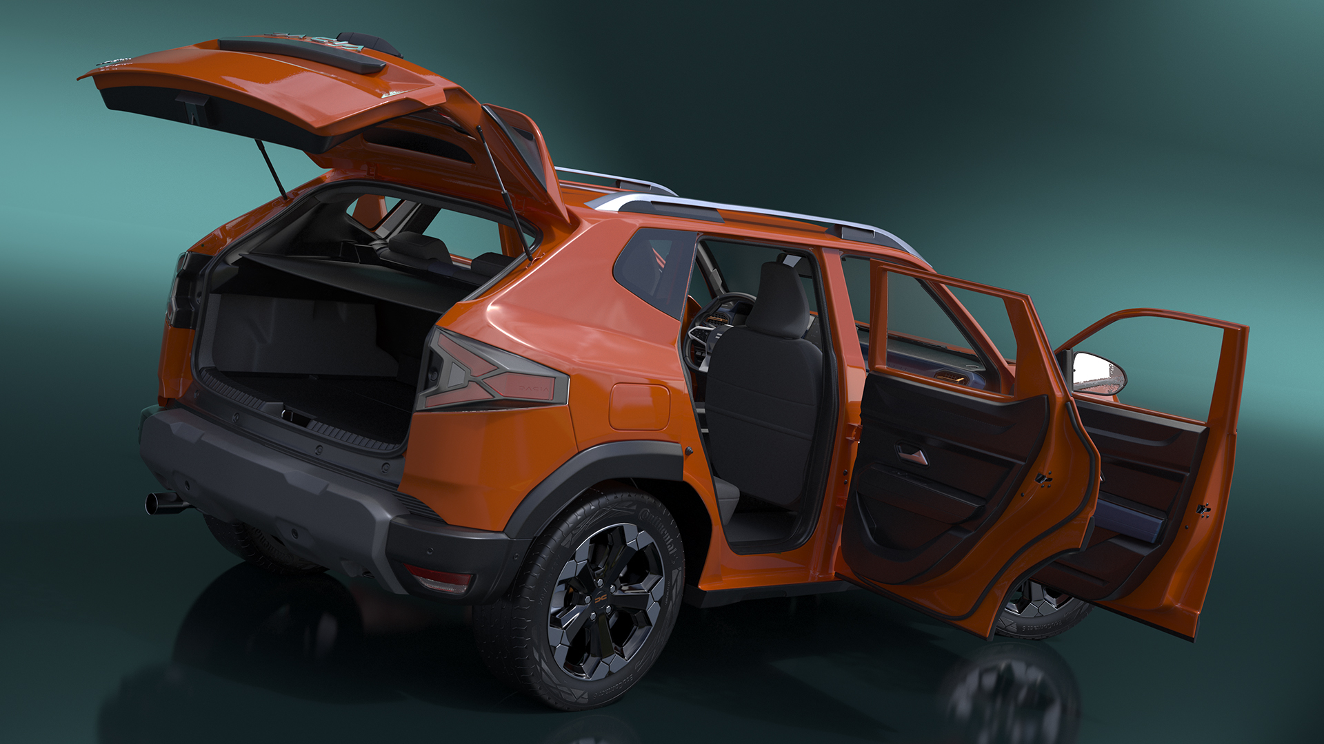 3D Dacia Duster 2024 Crossover Orange Rigged