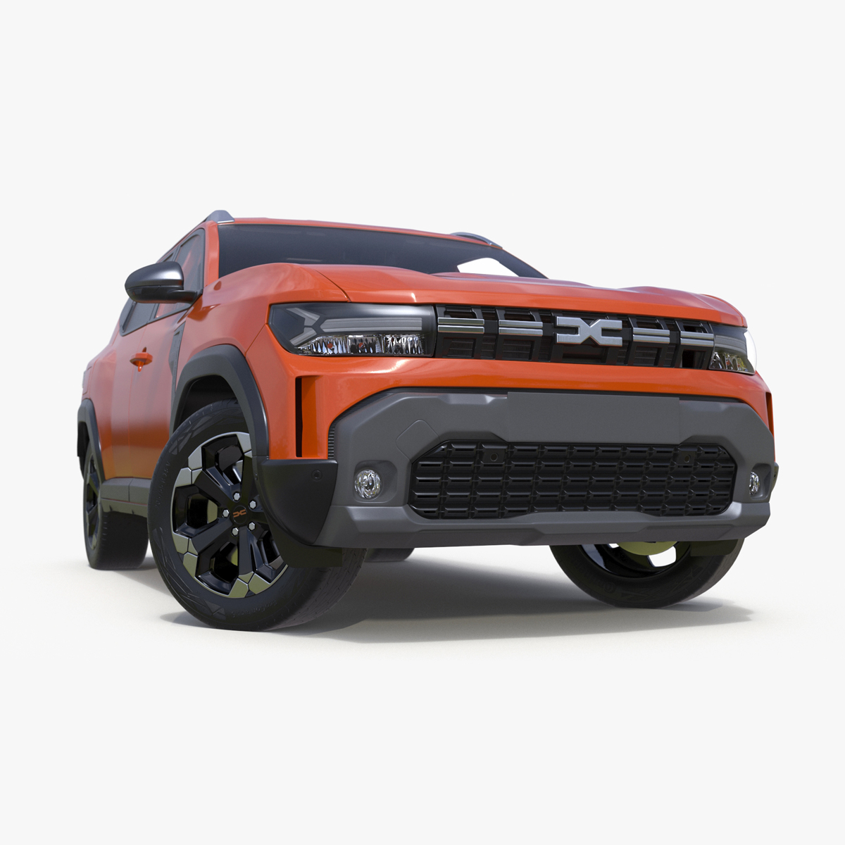 3D Dacia Duster 2024 Crossover Orange Rigged