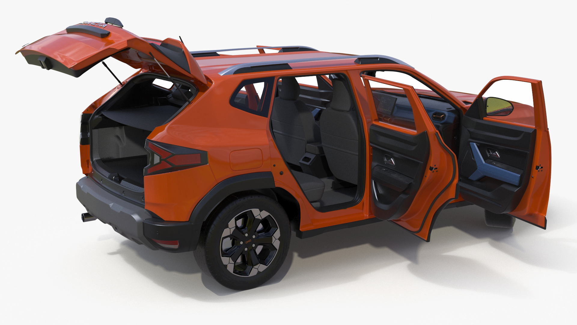 3D Dacia Duster 2024 Crossover Orange Rigged
