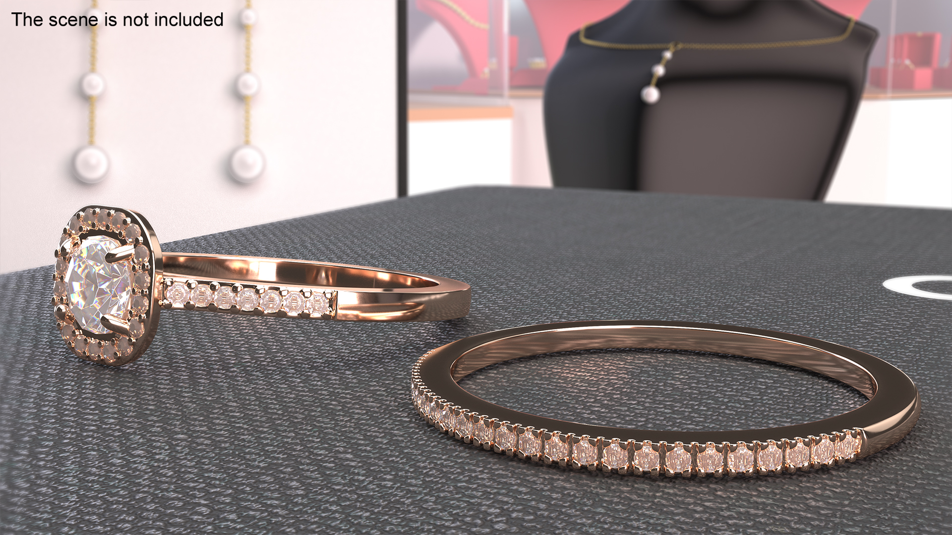 Engagement Rings Bronze Color 3D model