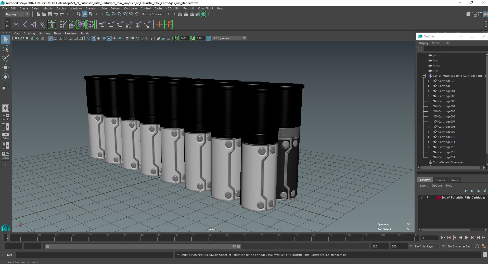 Set of Futuristic Rifle Cartridges 3D model