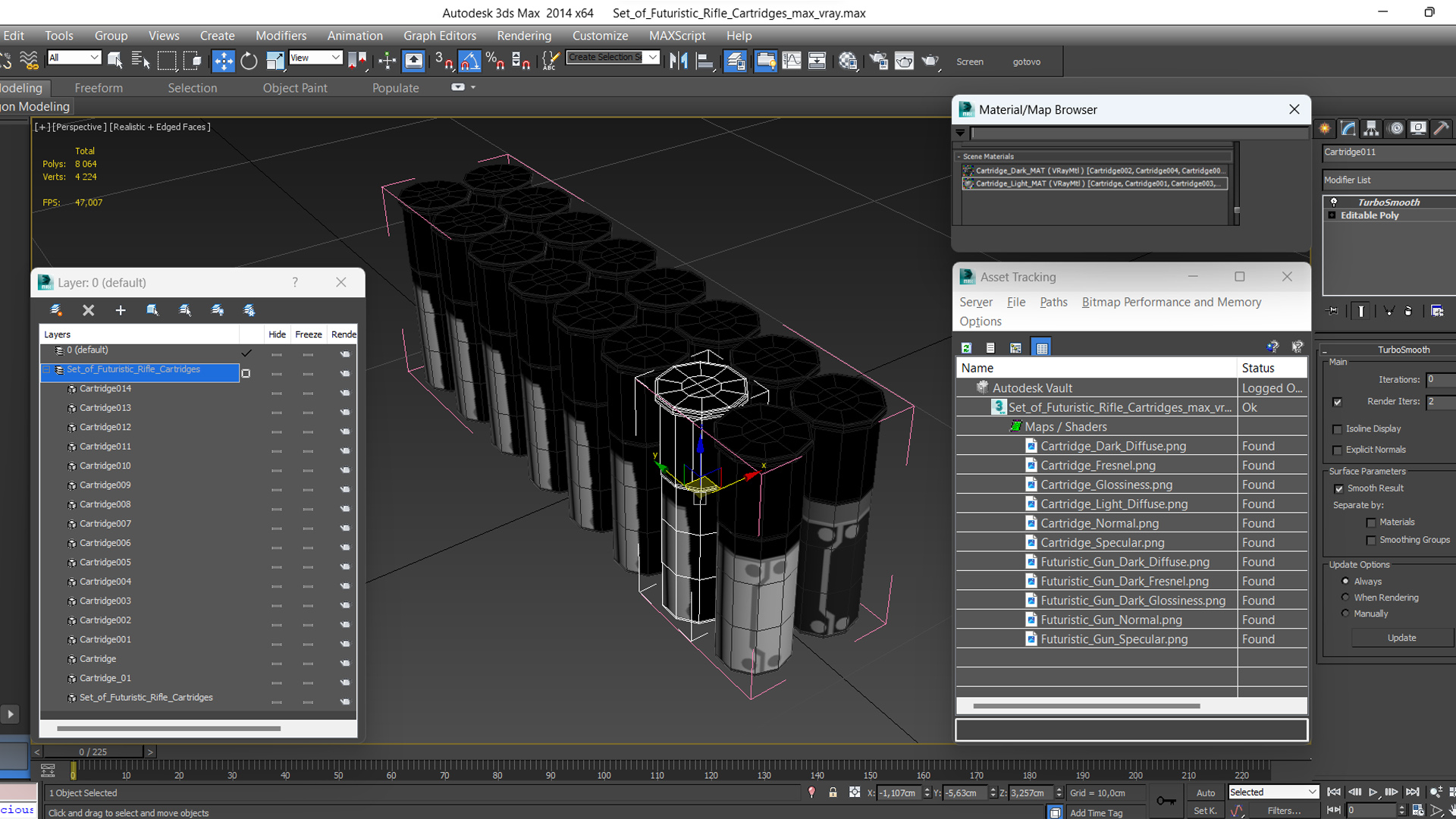 Set of Futuristic Rifle Cartridges 3D model