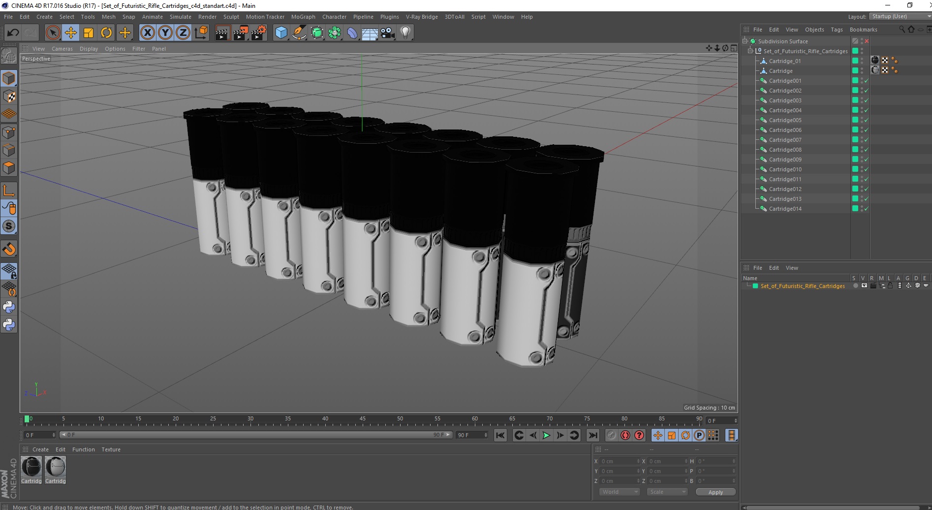 Set of Futuristic Rifle Cartridges 3D model