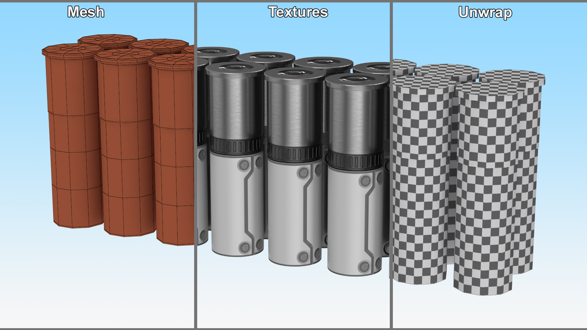 Set of Futuristic Rifle Cartridges 3D model